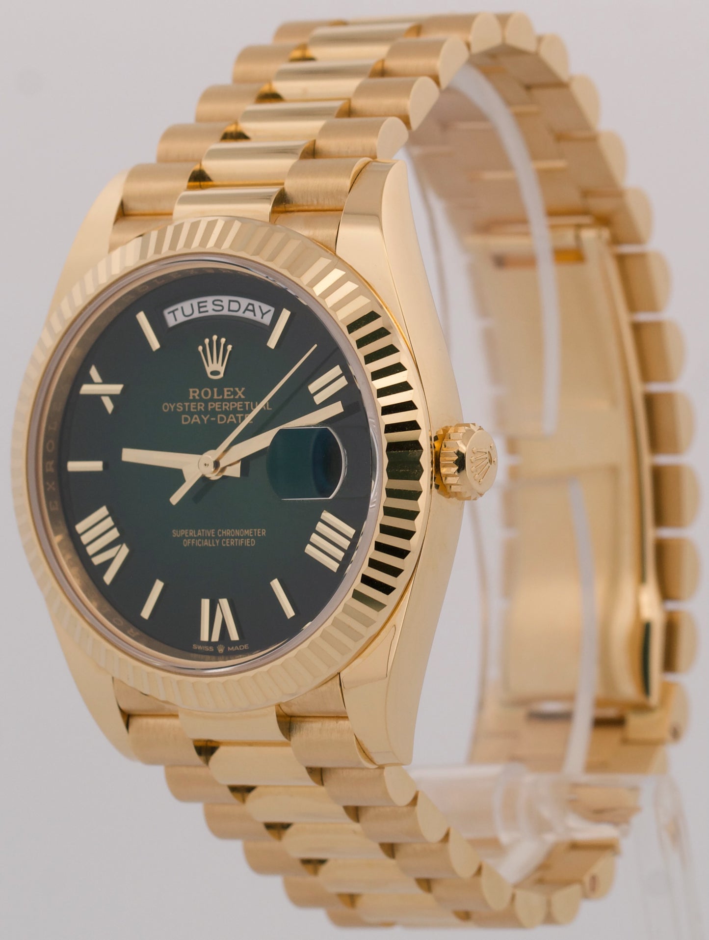 2026 PAPERS Rolex Day-Date President 18K Gold GREEN OMBRE ROMAN 40mm 228238 BOX