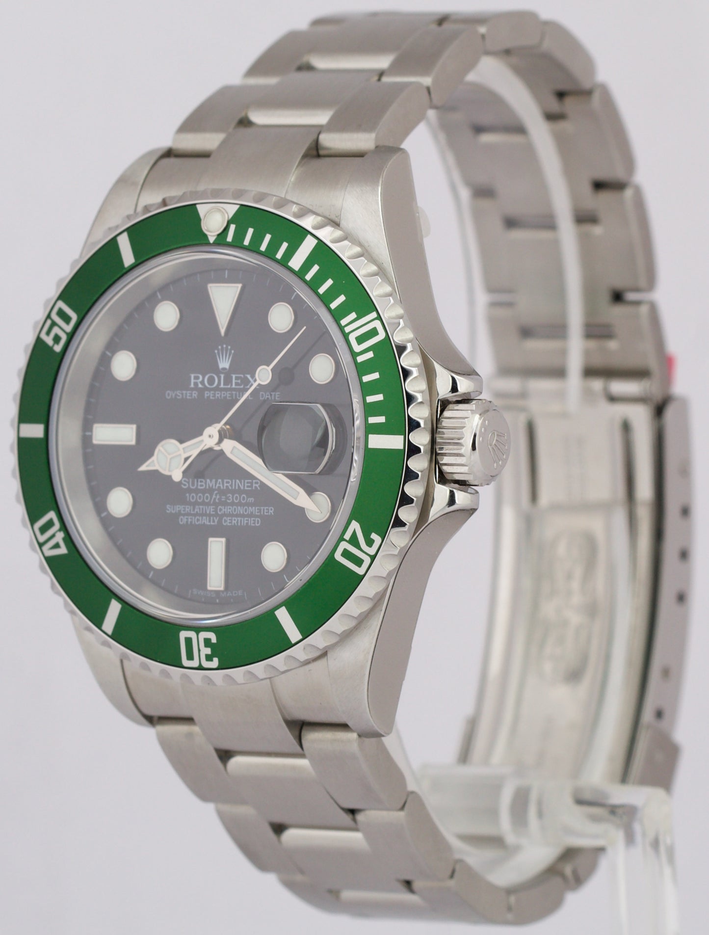 NOS STICKERED Rolex Submariner Date KERMIT Green Steel 40mm 16610 Watch BOX