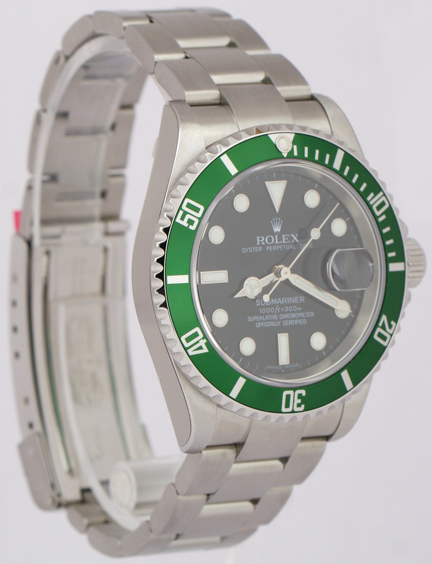 NOS STICKERED Rolex Submariner Date KERMIT Green Steel 40mm 16610 Watch BOX