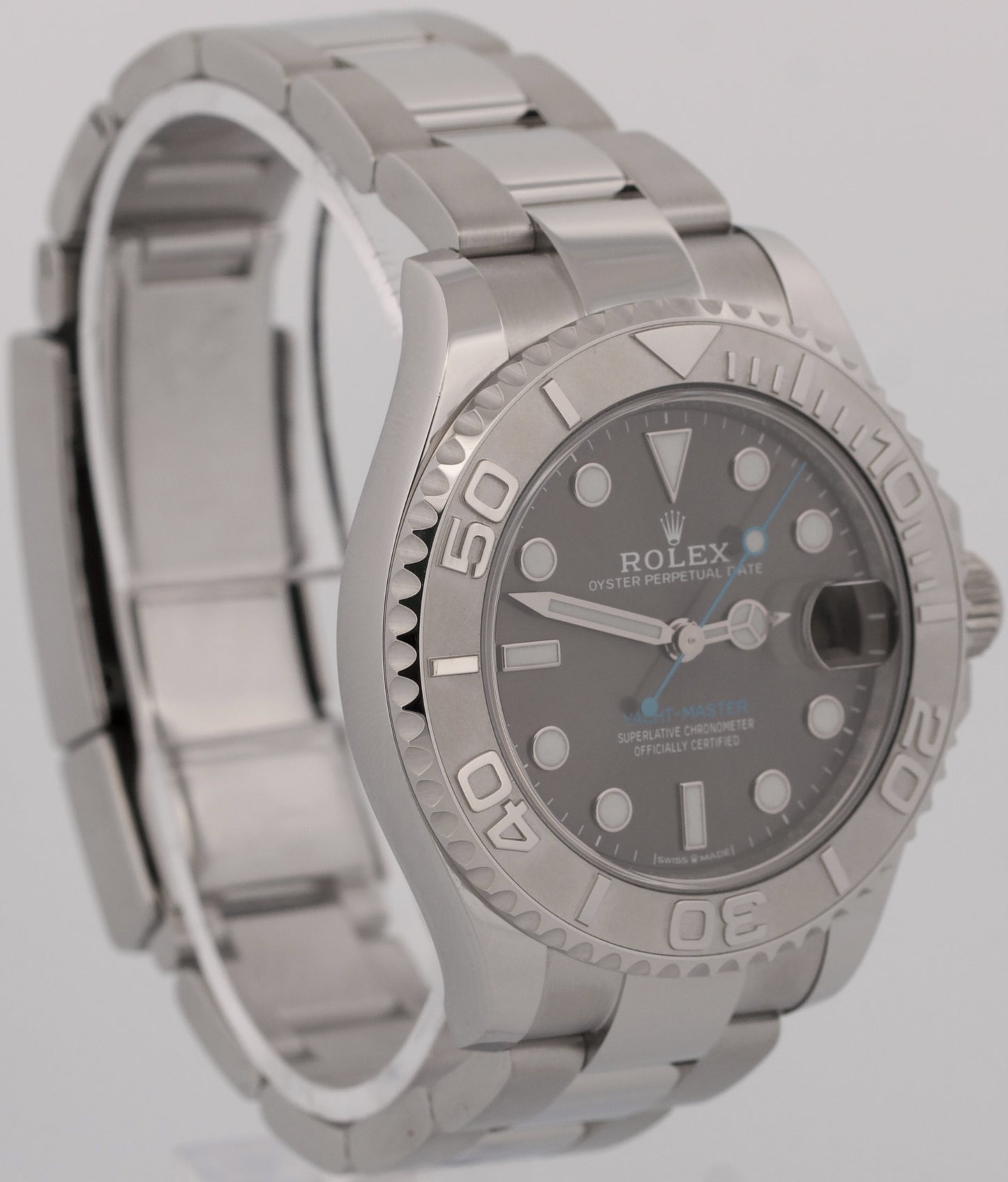 2019 PAPERS Rolex Yacht-Master RHODIUM Blue 37mm 950 Platinum Steel 268622 BOX