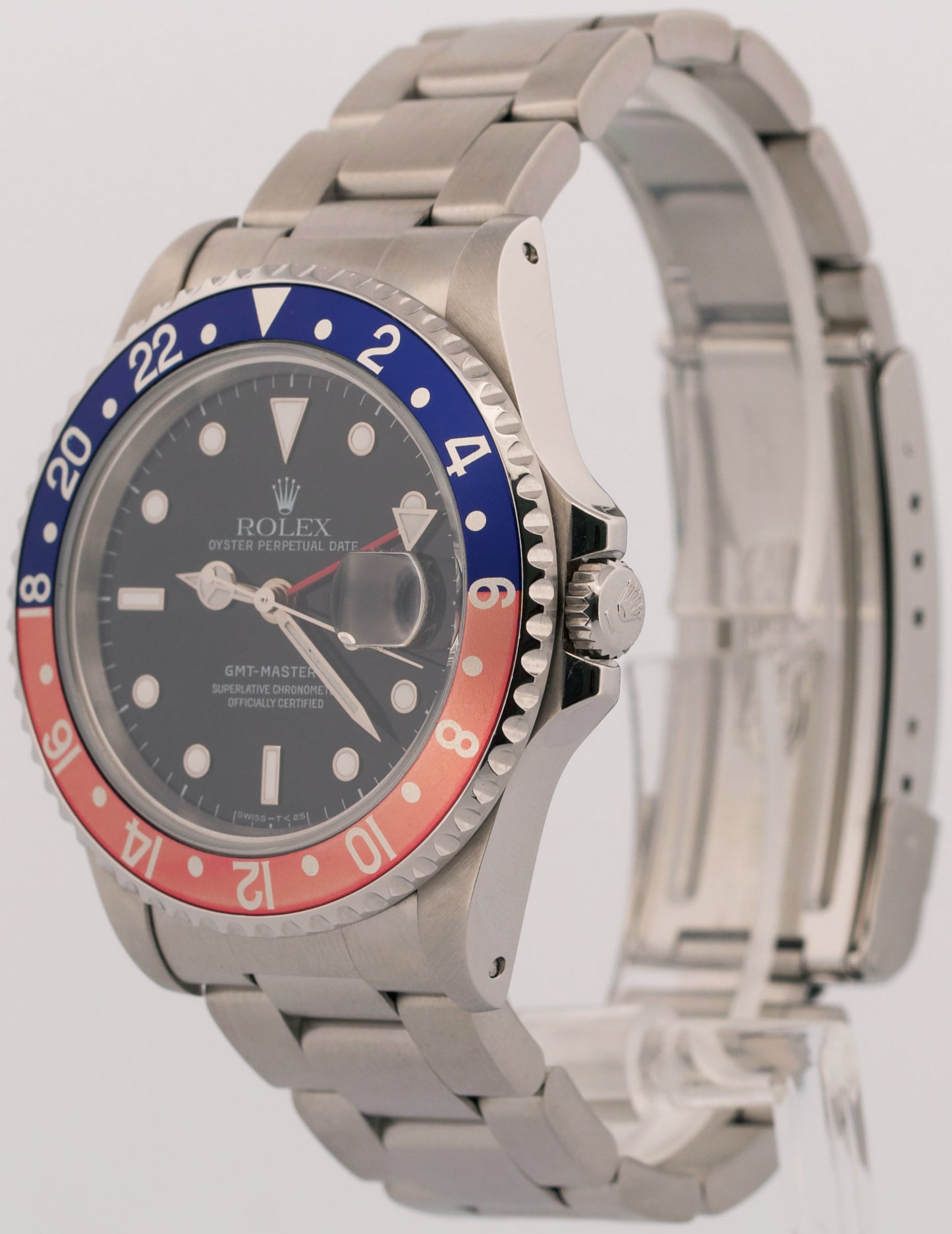 1996 Rolex GMT-Master II 40mm Faded Pepsi Red Blue Stainless Steel Oyster 16710