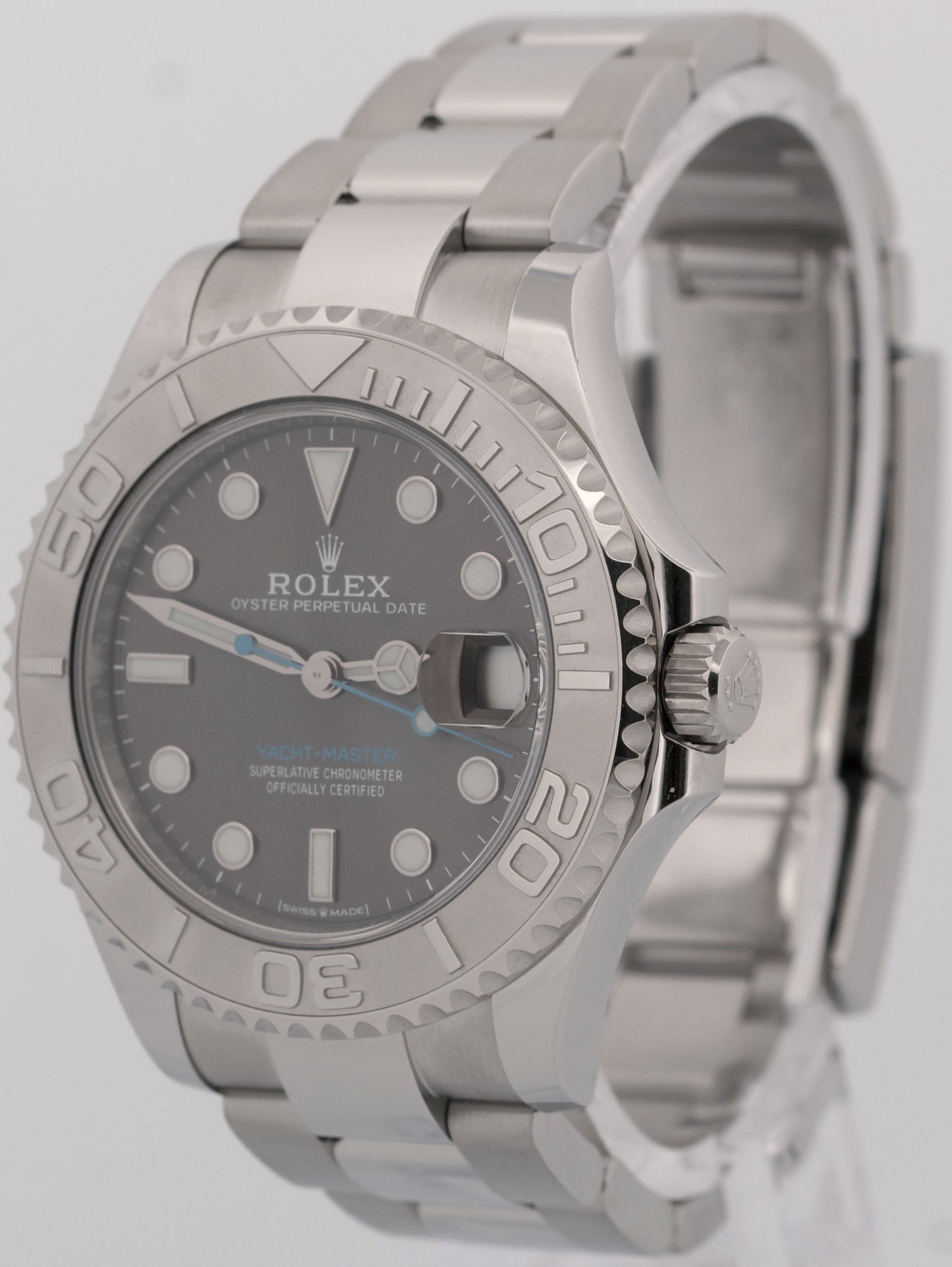 2019 PAPERS Rolex Yacht-Master RHODIUM Blue 37mm 950 Platinum Steel 268622 BOX