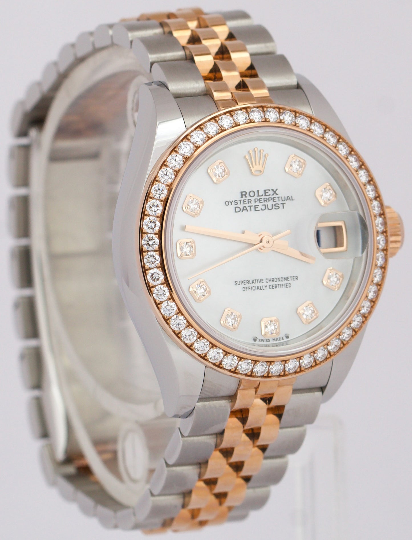 PAPERS Rolex DateJust MOP DIAMOND 28mm Steel JUBILEE 18K Rose Gold 279381RBR BOX