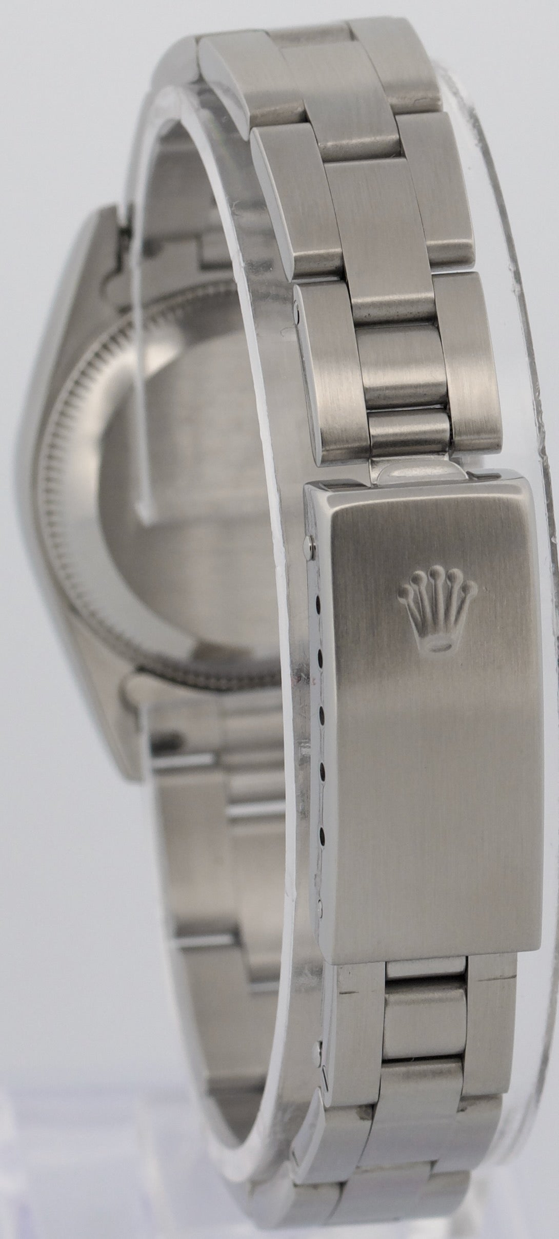 Ladies Rolex Oyster Perpetual BLUE Engine Turned 24mm NO-HOLES Watch 67230