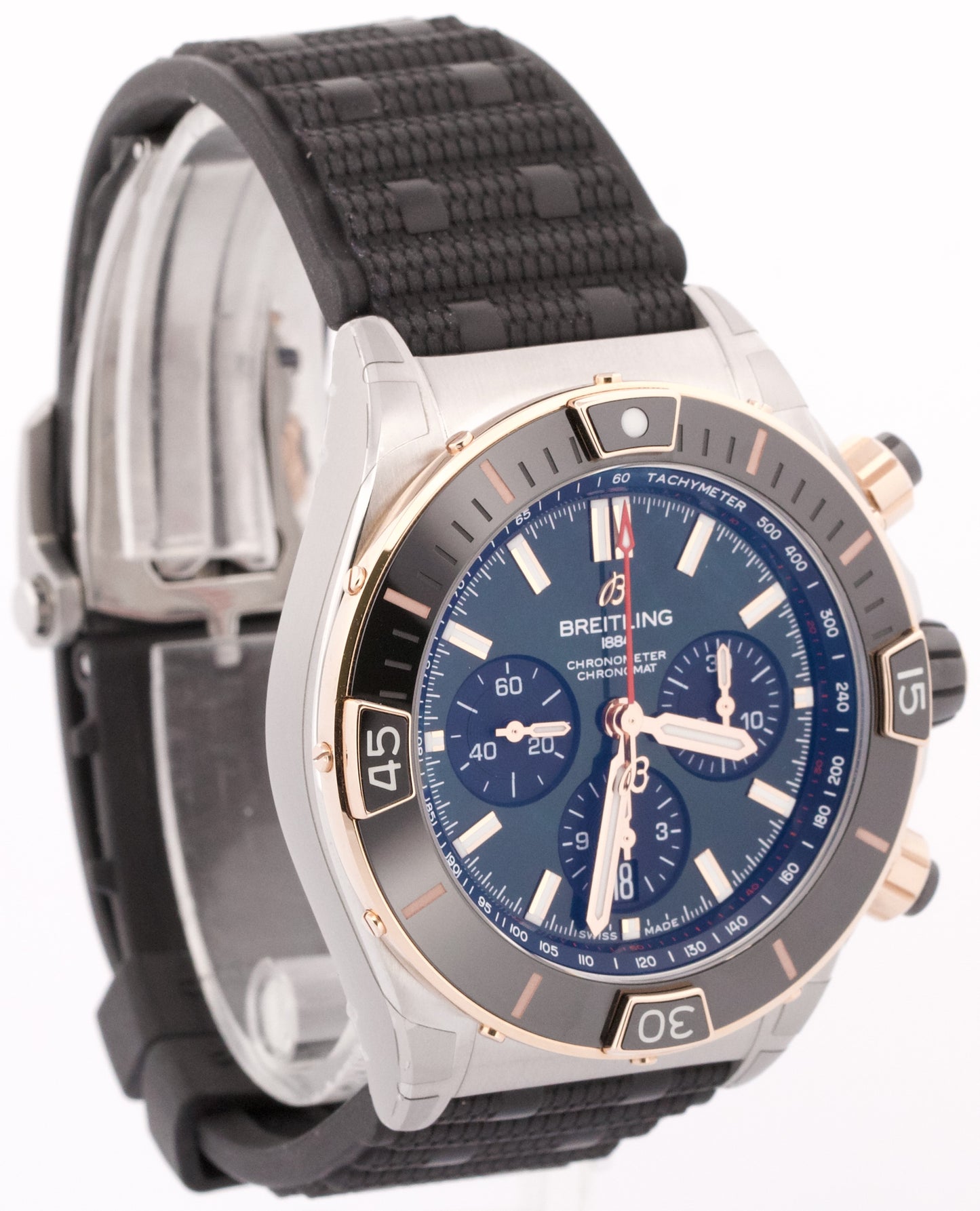 NEW JULY 2025 PAPERS Breitling Super Chronomat 18K Gold 44mm Steel UB0136 BOX