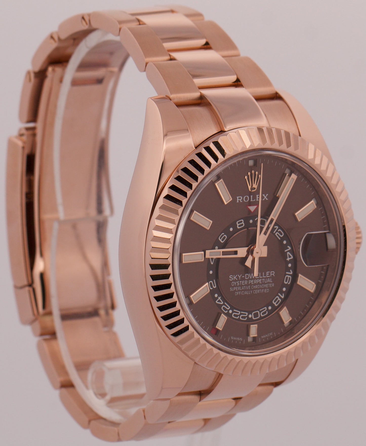 2022 PAPERS Rolex Sky-Dweller CHOCOLATE Brown 18K Gold OYSTER 42mm 326935 BOX