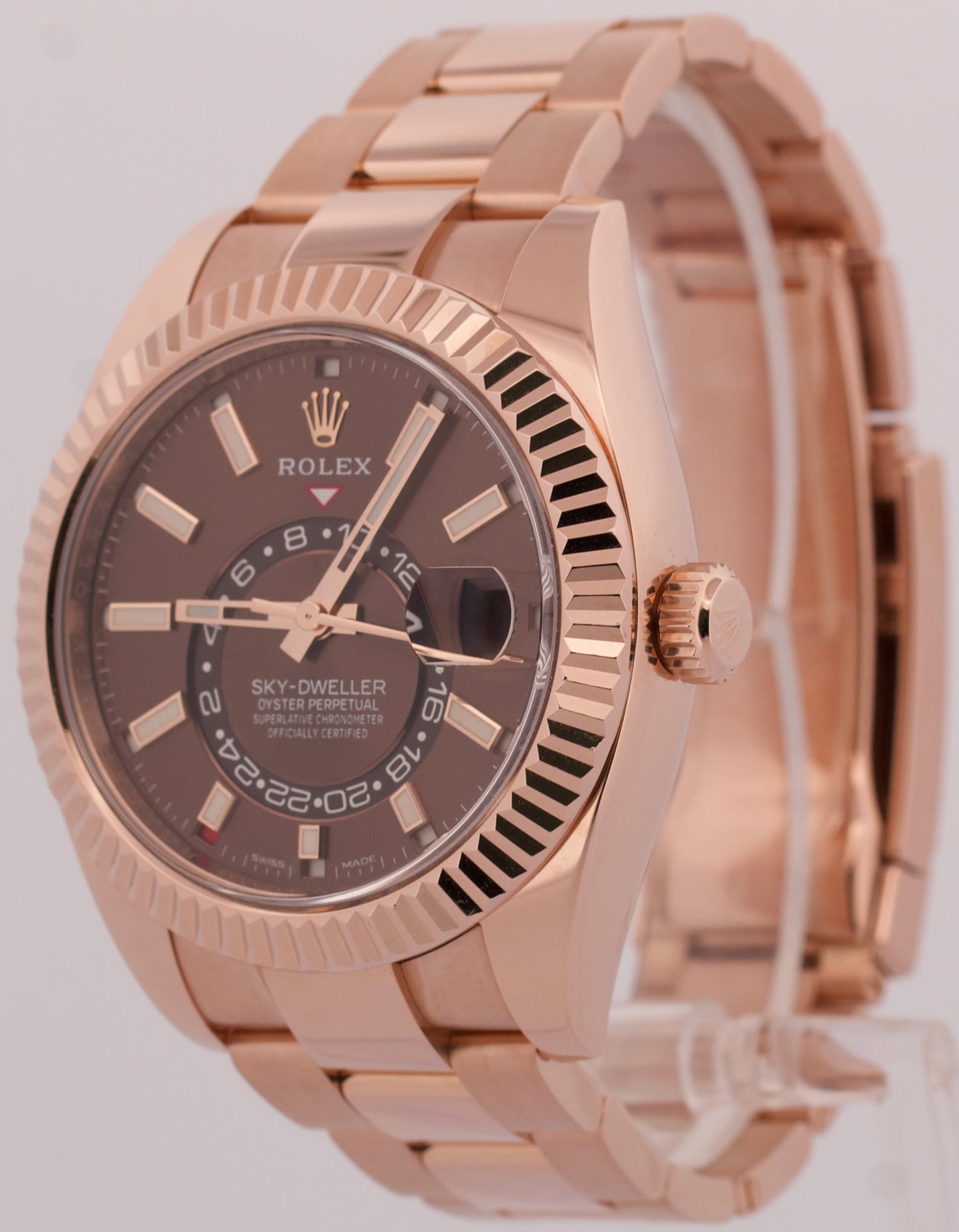 2022 PAPERS Rolex Sky-Dweller CHOCOLATE Brown 18K Gold OYSTER 42mm 326935 BOX