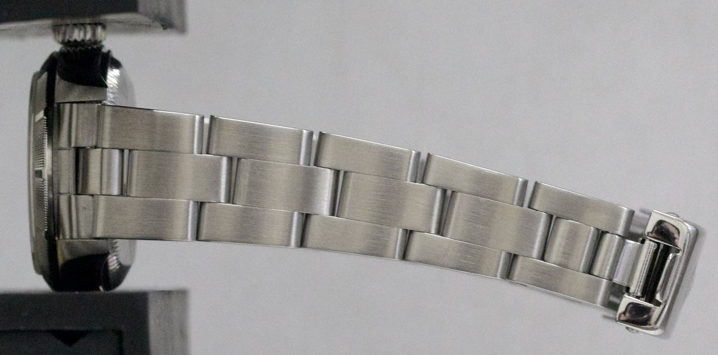 Ladies Rolex Oyster Perpetual BLUE Engine Turned 24mm NO-HOLES Watch 67230