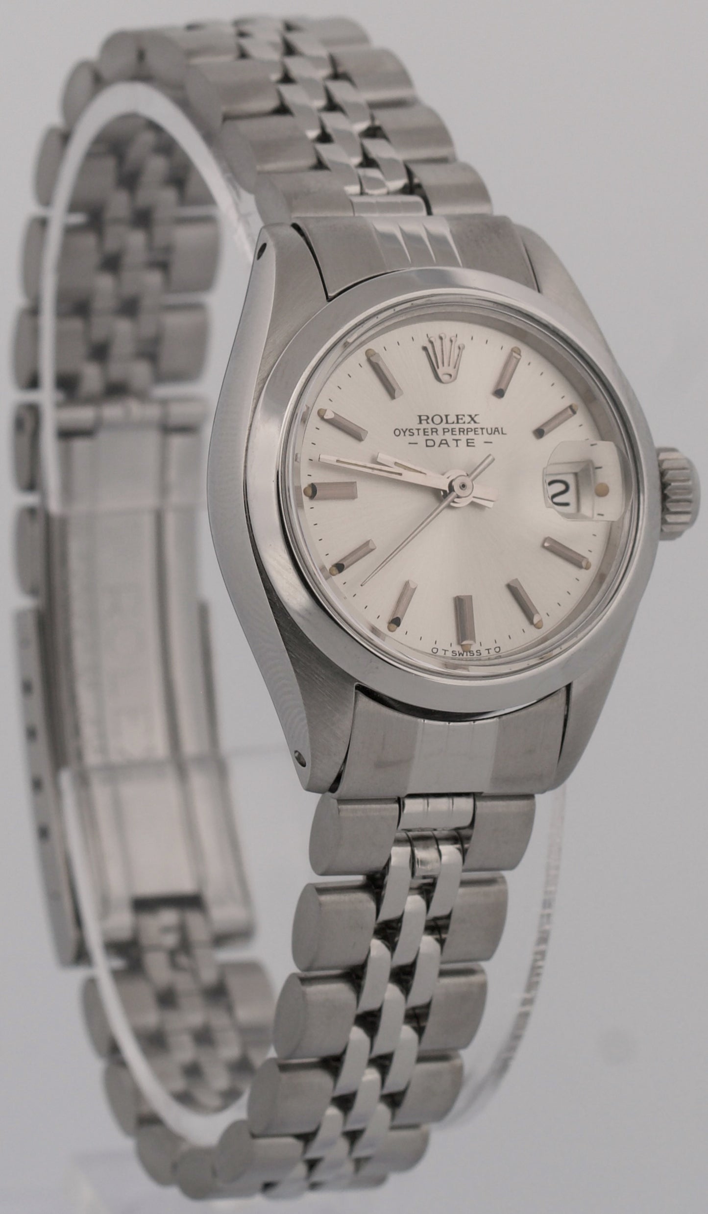 1975 Ladies Rolex Oyster Perpetual Date 26mm SILVER Stainless JUBILEE Watch 6916
