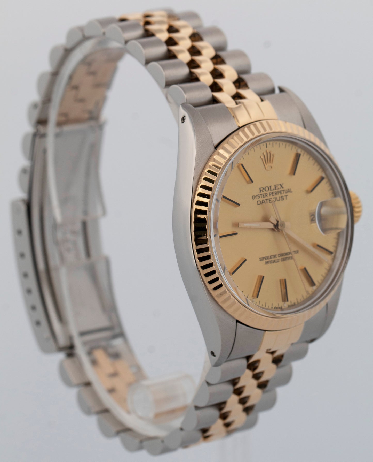 Rolex DateJust CHAMPAGNE Two-Tone 18K Yellow Gold Steel 36mm 16013 Watch