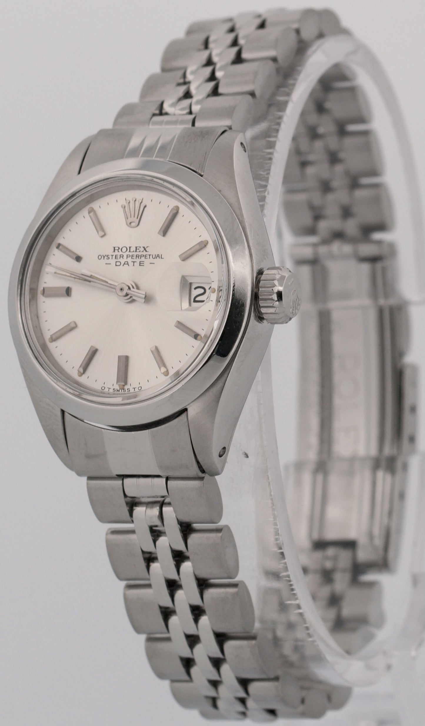 1975 Ladies Rolex Oyster Perpetual Date 26mm SILVER Stainless JUBILEE Watch 6916