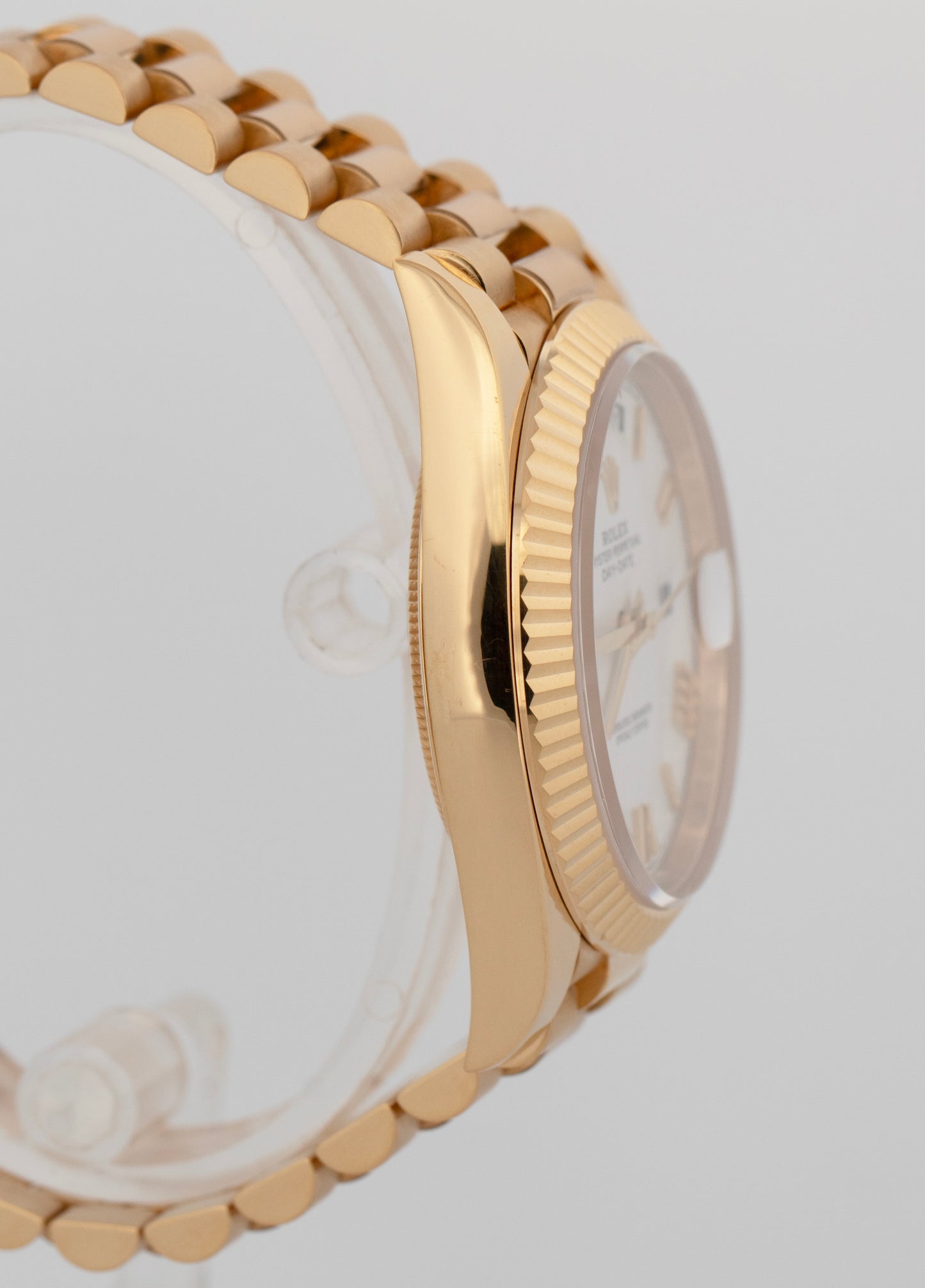 PAPERS Rolex Day-Date President 40mm WHITE ROMAN 18K Yellow Gold 228238 BOX