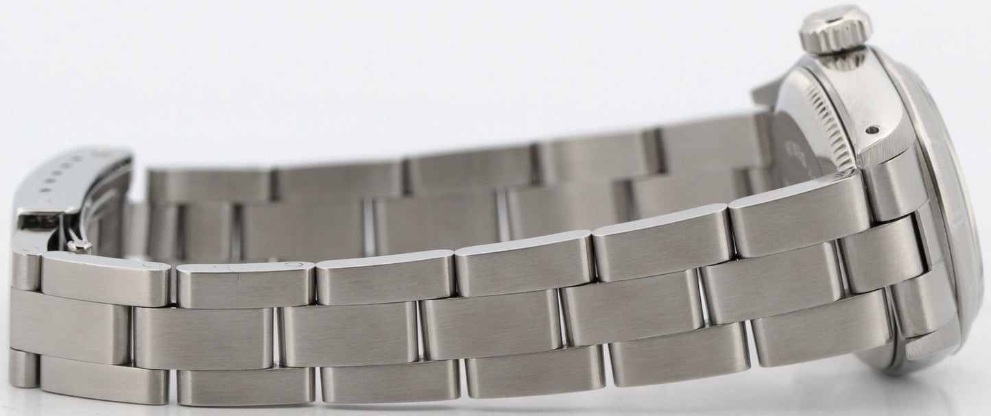 Ladies Rolex Oyster Perpetual PATINA SILVER Engine-Turned Steel 24mm Watch 67230