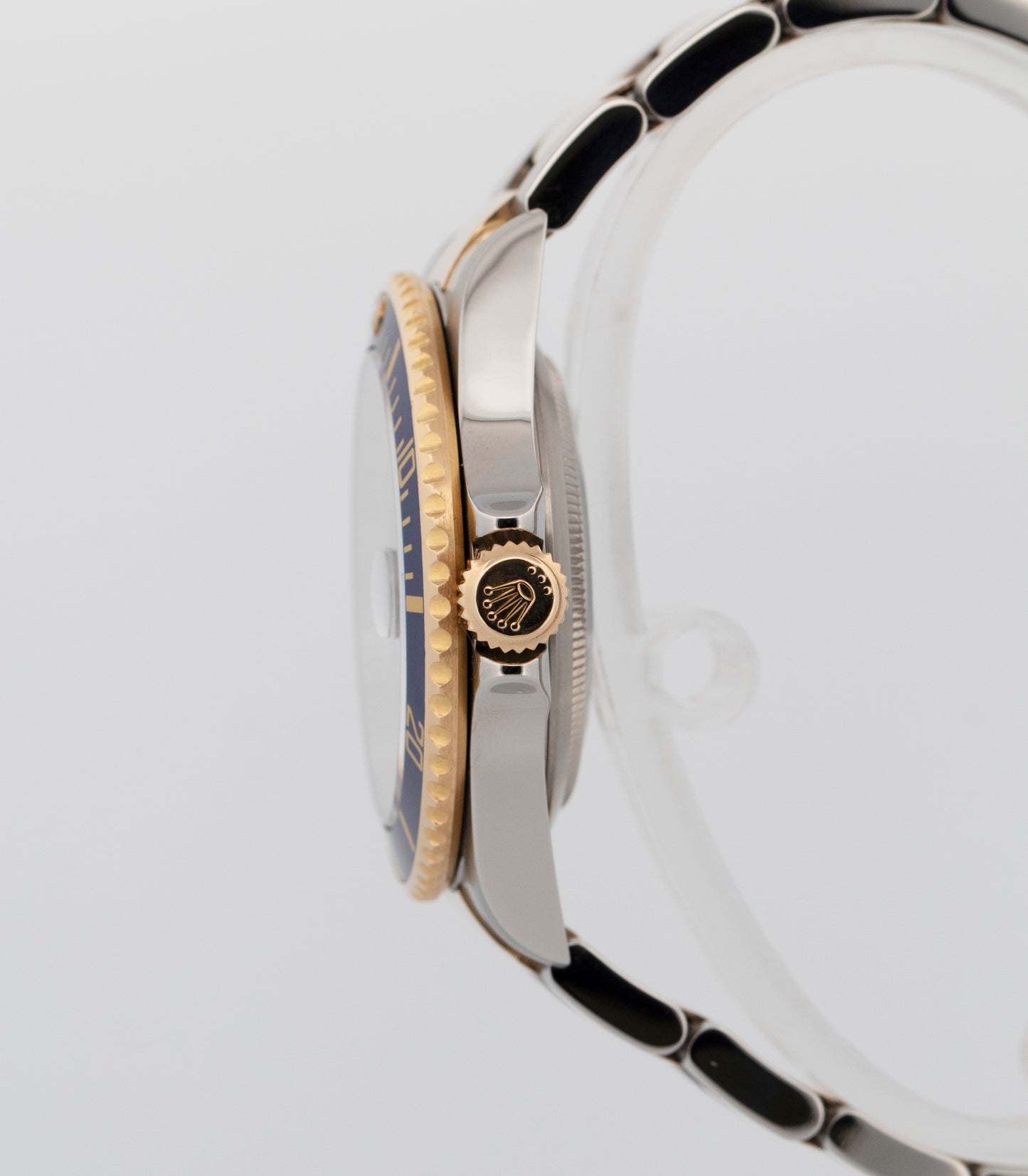 Rolex Submariner Date 40mm BLUE 18K Gold REHAUT No-Holes Steel 16613 Watch