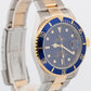 Rolex Submariner Date 40mm BLUE 18K Gold REHAUT No-Holes Steel 16613 Watch