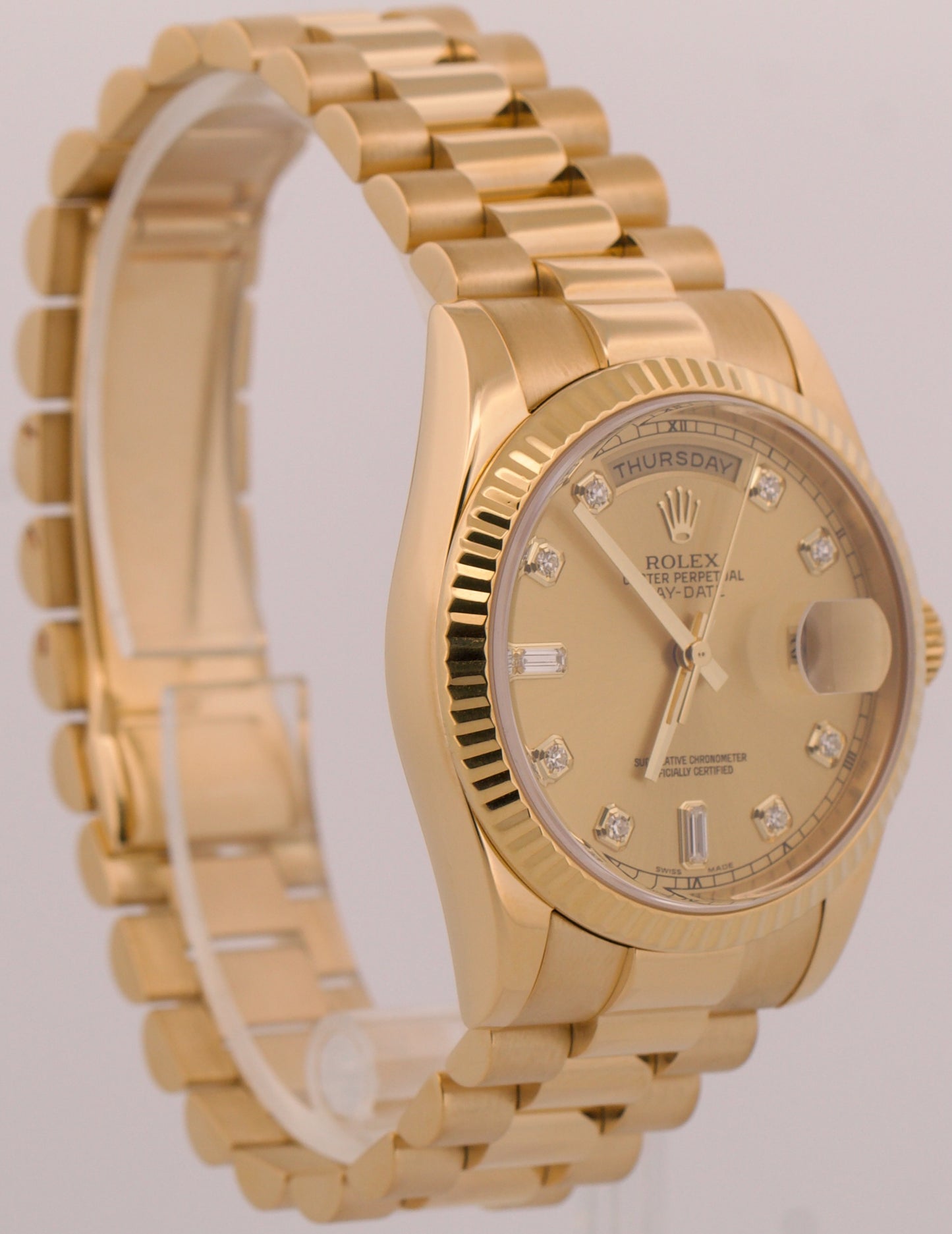 Rolex Day-Date President FACTORY CHAMPAGNE DIAMOND 18K Yellow Gold 36mm 118238