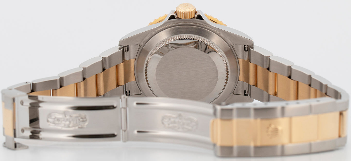 Rolex Submariner Date 40mm BLUE 18K Gold REHAUT No-Holes Steel 16613 Watch