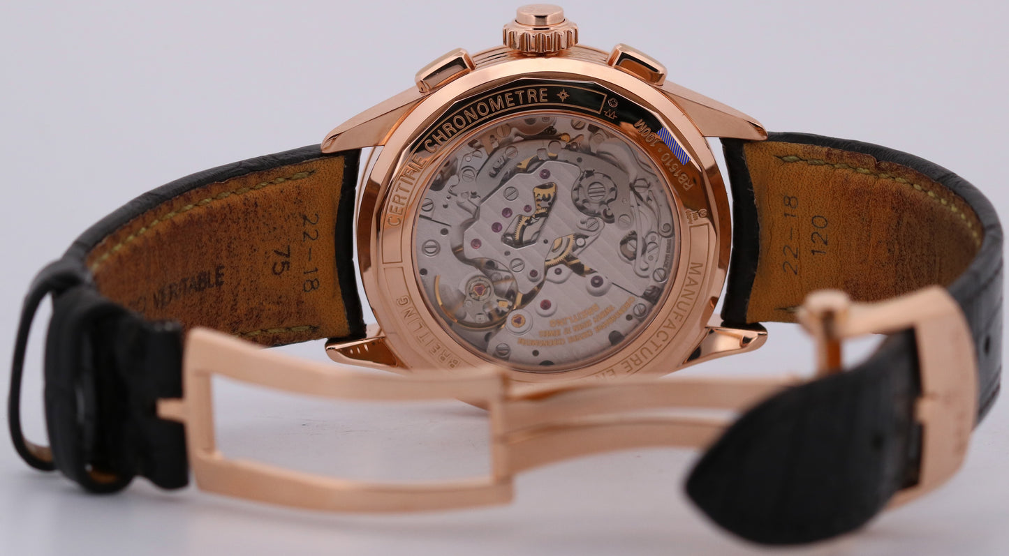 2021 PAPERS Breitling Premier B15 Duograph 18K Rose Gold 42mm Leather RB1510 BOX