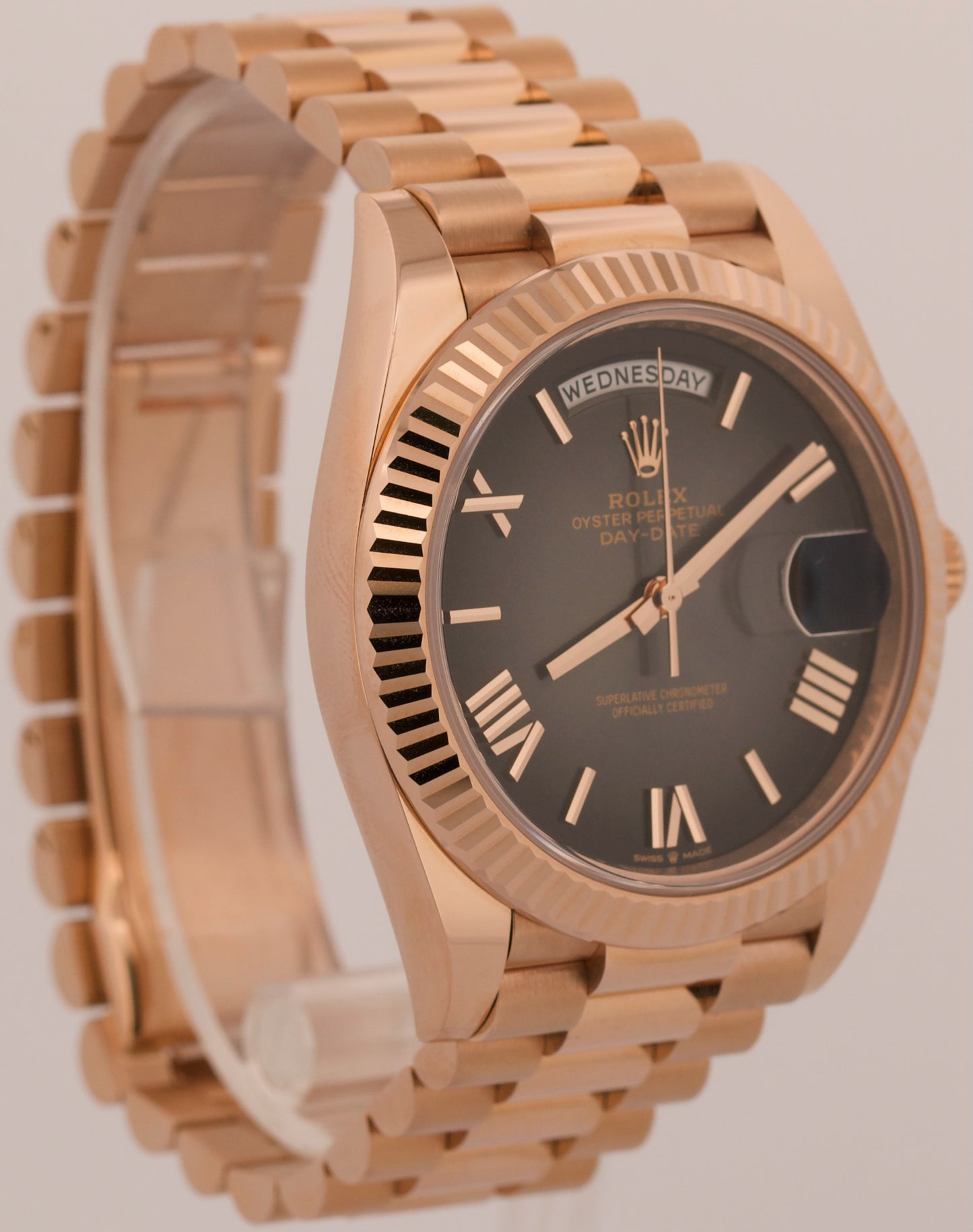 2024 Rolex Day-Date 228235 Slate Ombre Roman 18K Rose Gold 40mm Watch Box Papers