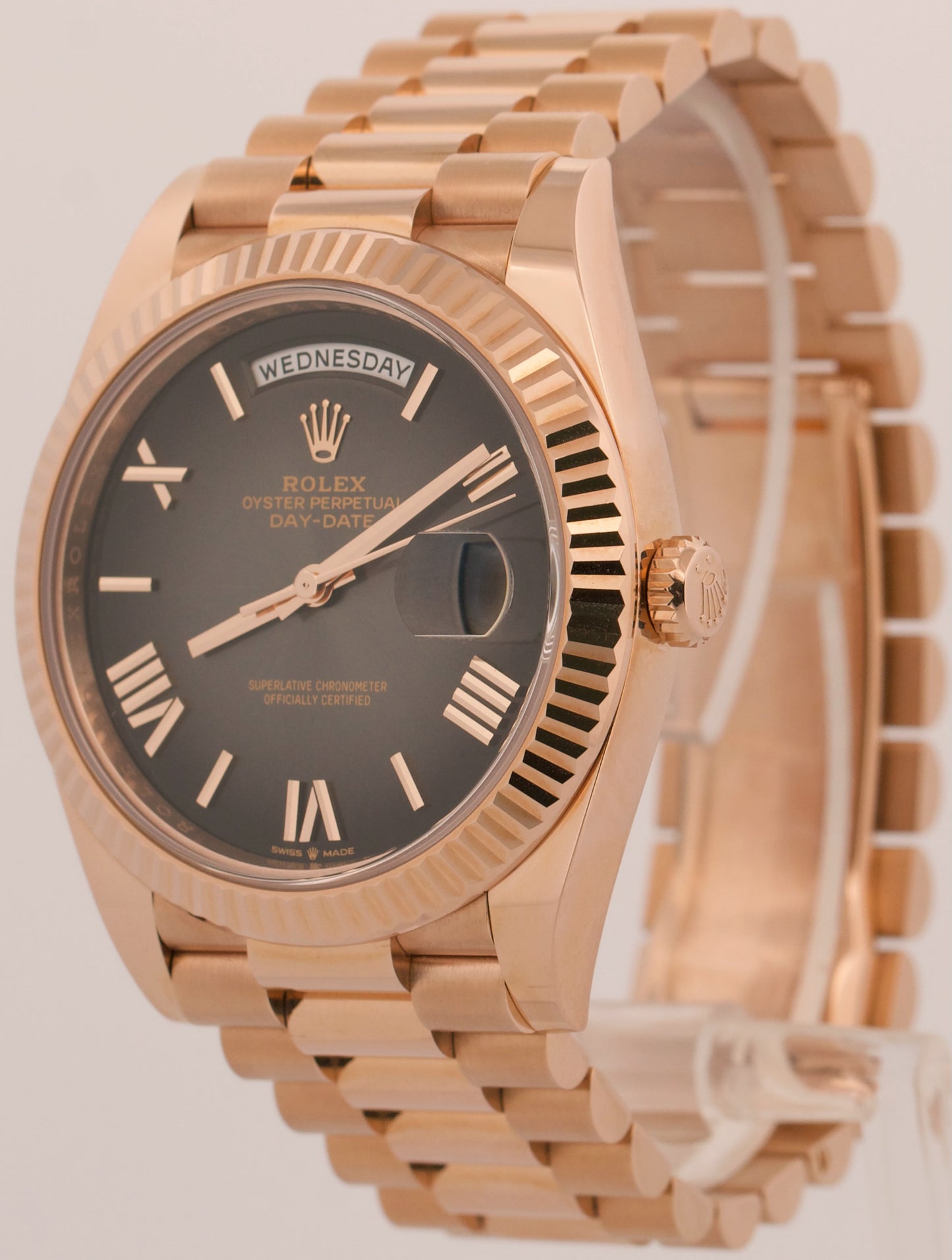 2024 Rolex Day-Date 228235 Slate Ombre Roman 18K Rose Gold 40mm Watch Box Papers