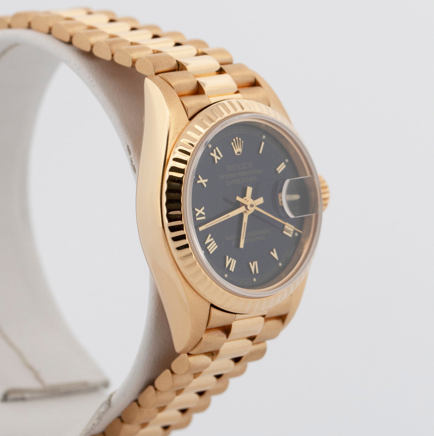 Ladies Rolex DateJust President BLUE ROMAN 18K Yellow Gold 26mm 69178 Watch