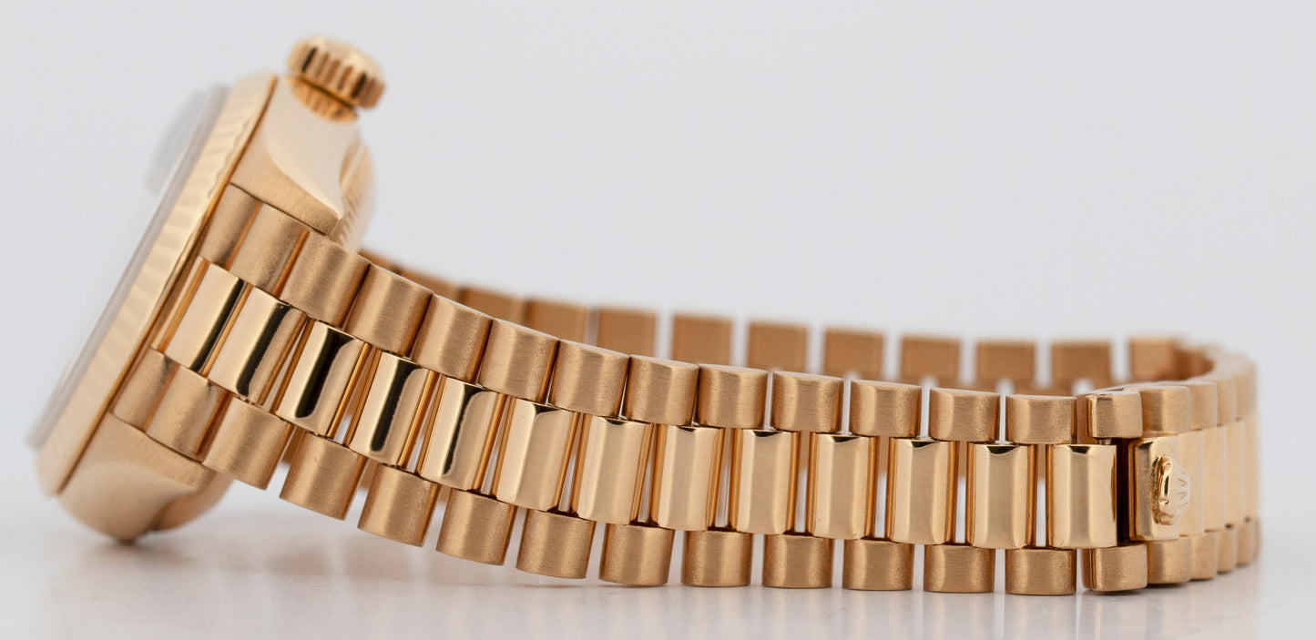 Ladies Rolex DateJust President BLUE ROMAN 18K Yellow Gold 26mm 69178 Watch