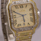 Cartier Santos 39.8mm YELLOW PAVE DIAMOND Roman Automatic Steel 4072 Watch