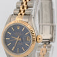 Ladies Rolex DateJust 26mm BLUE 18K Yellow Gold Steel Fluted JUBILEE 69173 Watch