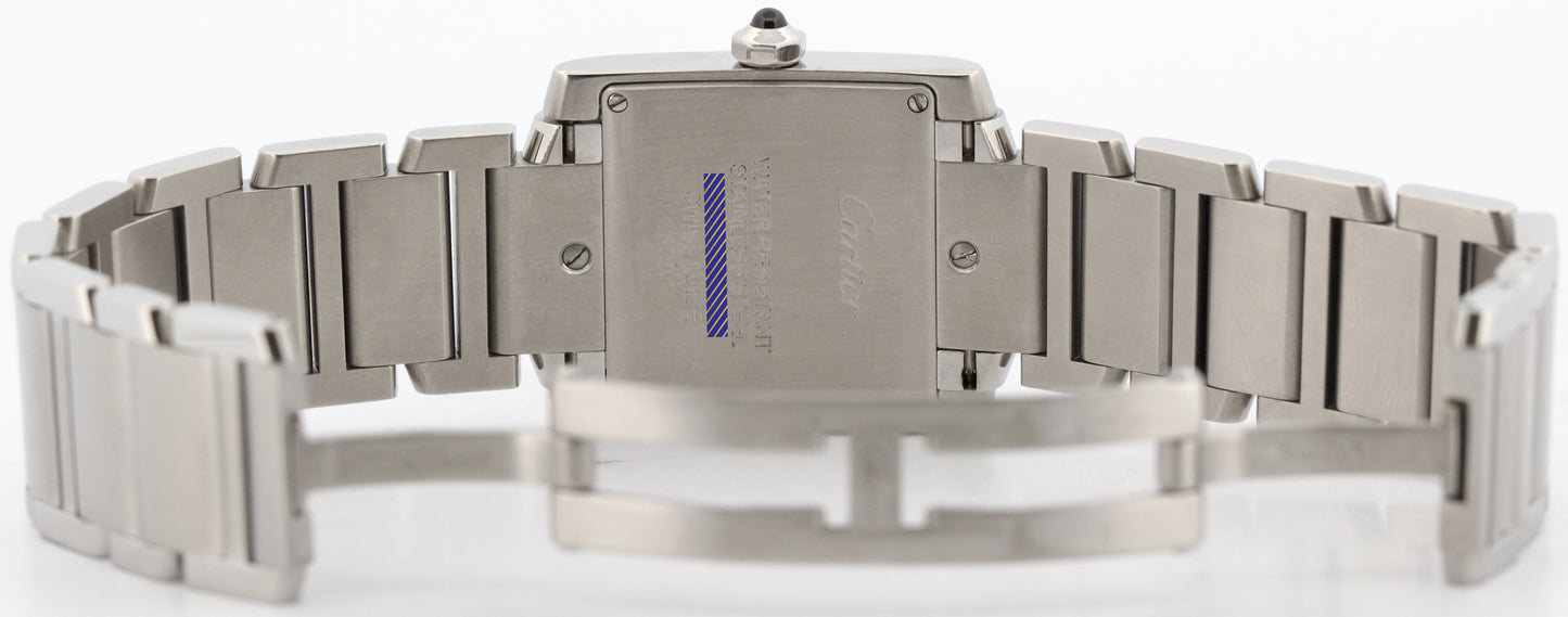 Ladies Cartier Tank Francaise 25mm IVORY WHITE Roman Quartz Steel WSTA0005 3751