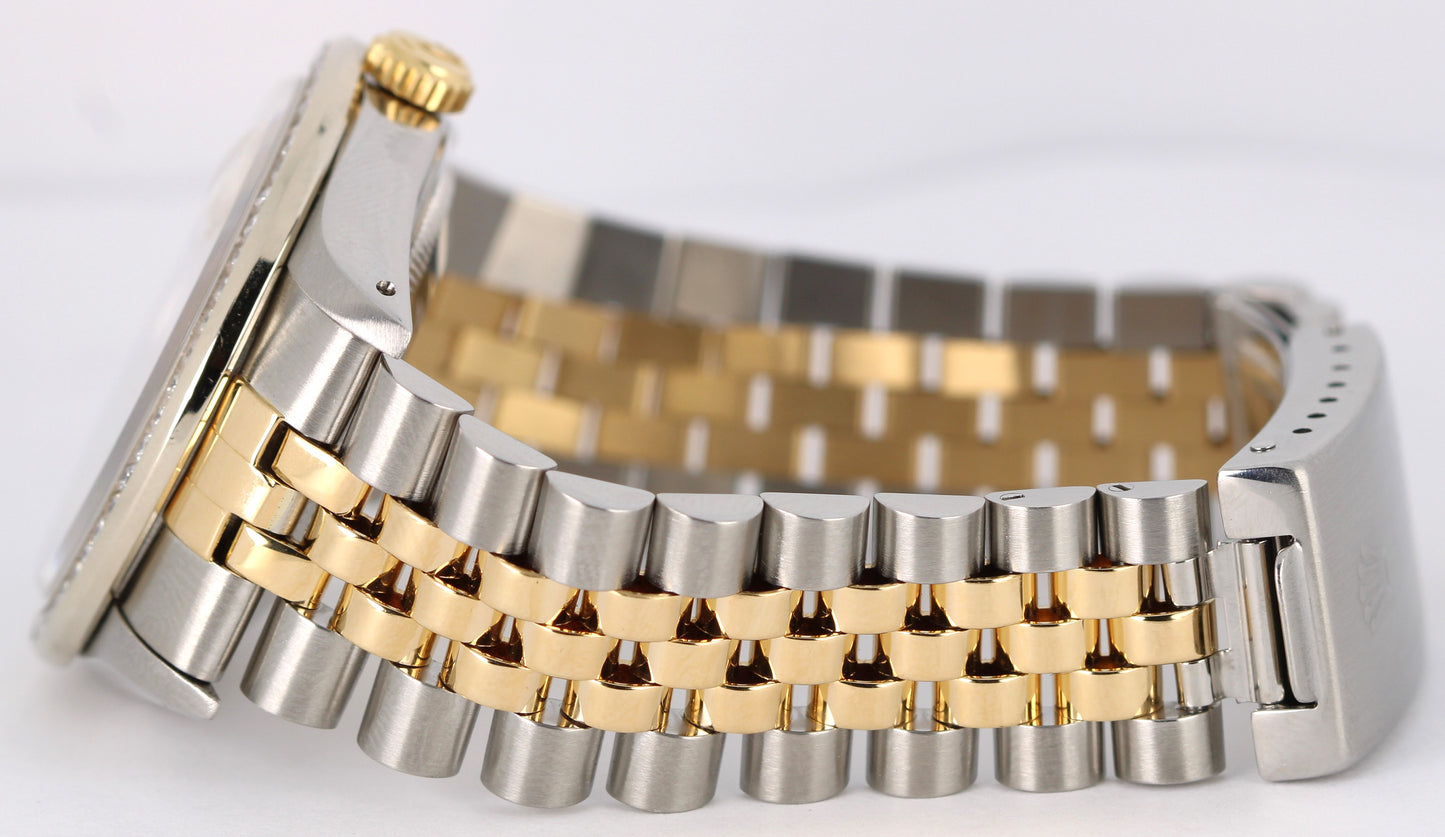 Rolex DateJust Two-Tone 18k Gold Steel Champagne Linen DIAMOND 36mm 16233 Watch