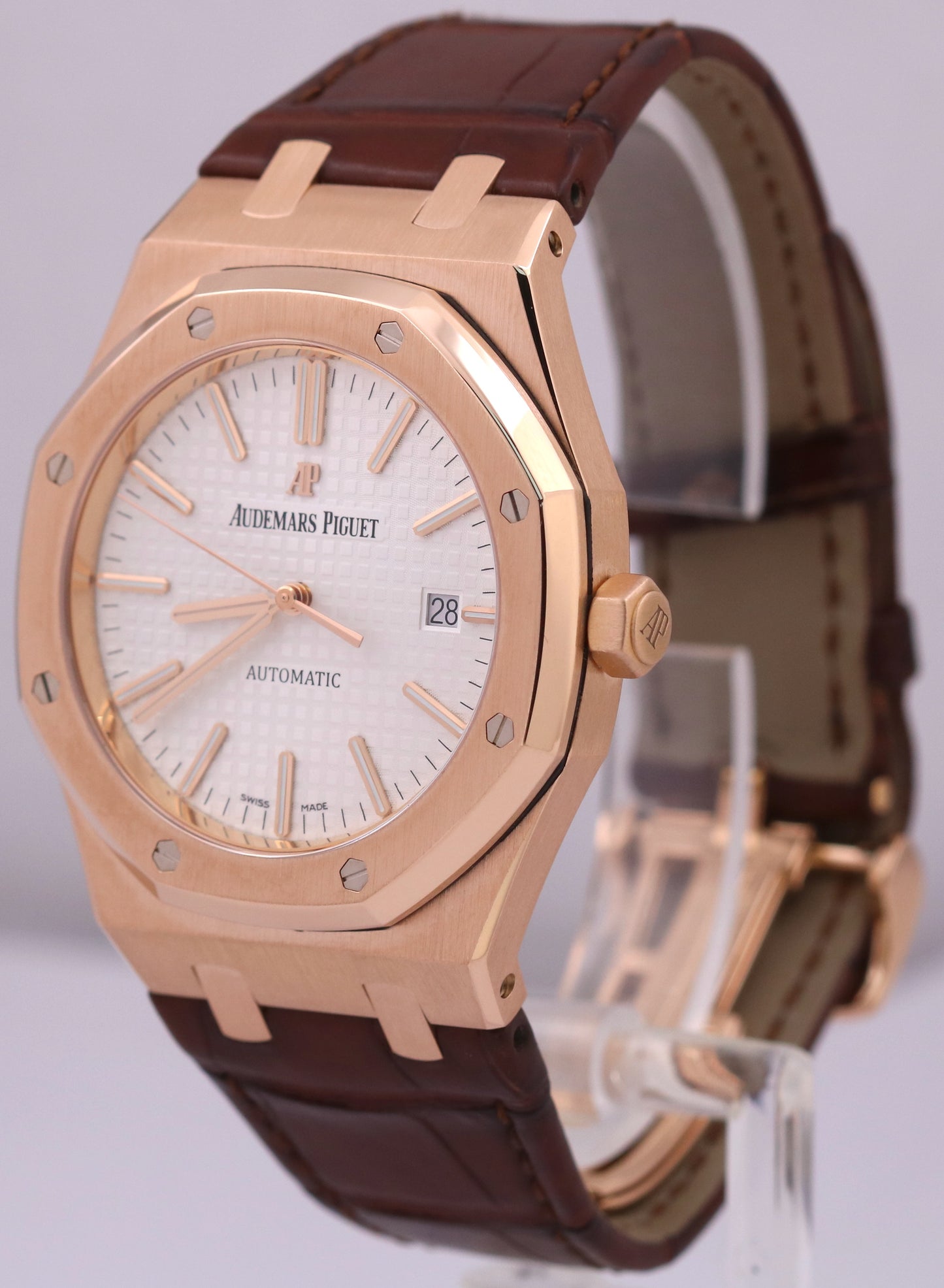 MINT PAPERS Audemars Piguet Royal Oak 41mm 18K Rose Gold Leather 15400OR BOX