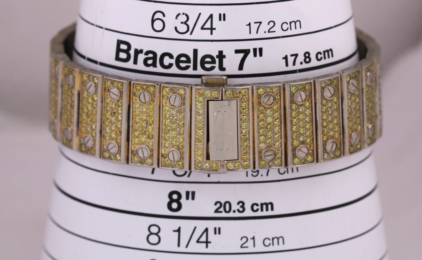 Cartier Santos 39.8mm YELLOW PAVE DIAMOND Roman Automatic Steel 4072 Watch