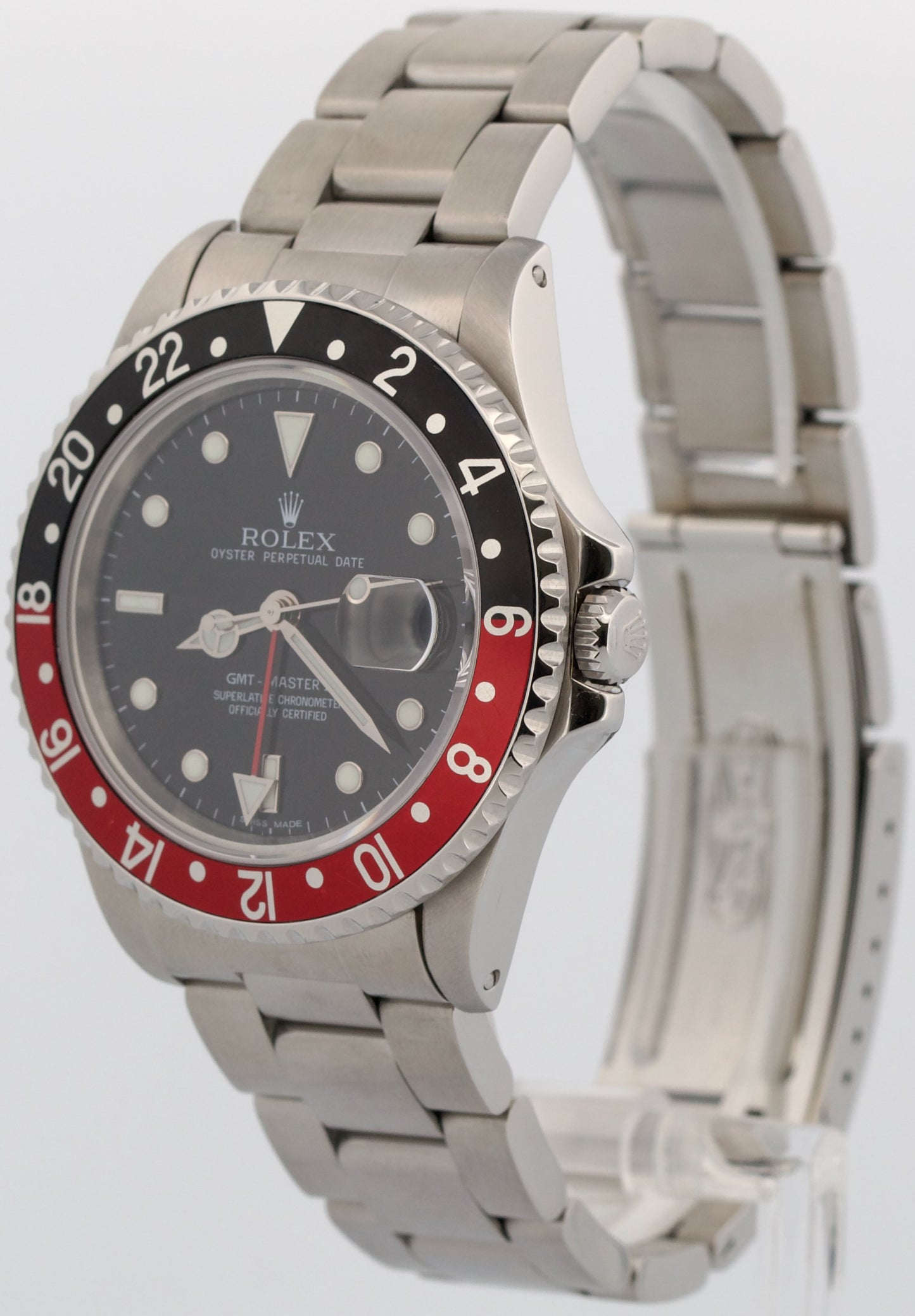 1993 Rolex GMT-Master II 40mm COKE Red Black Stainless Steel Oyster 16710 Watch