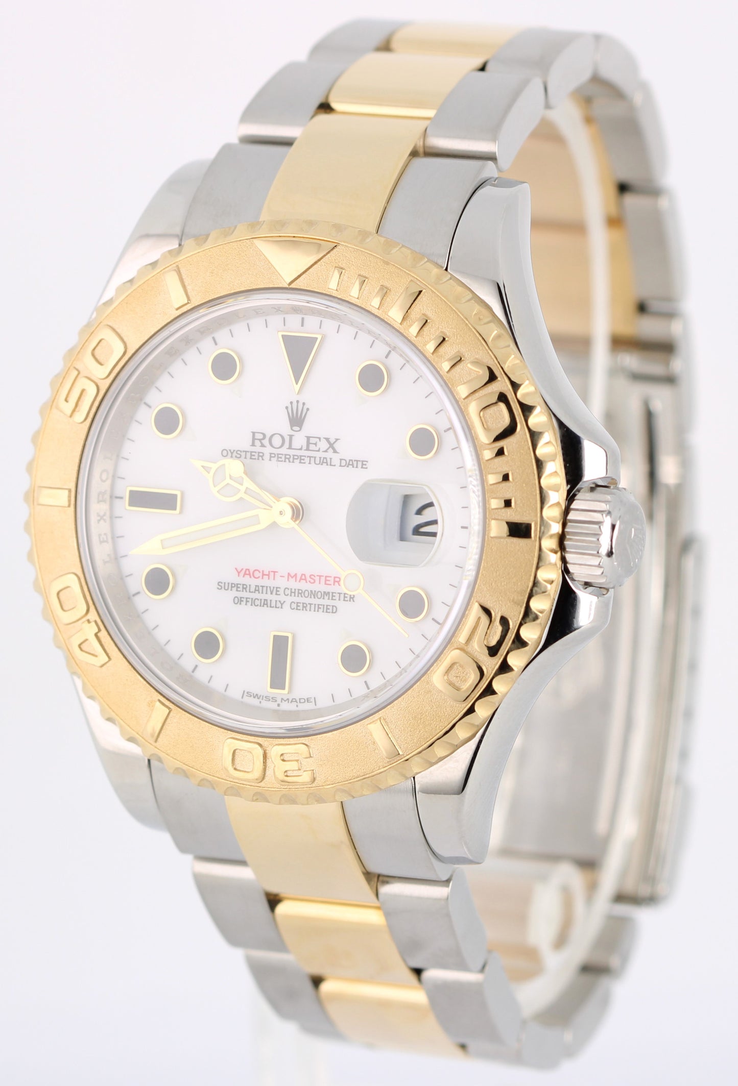 2014 PAPERS Rolex Yacht-Master Two-Tone 18k Gold Steel White 40mm 16623 BOX