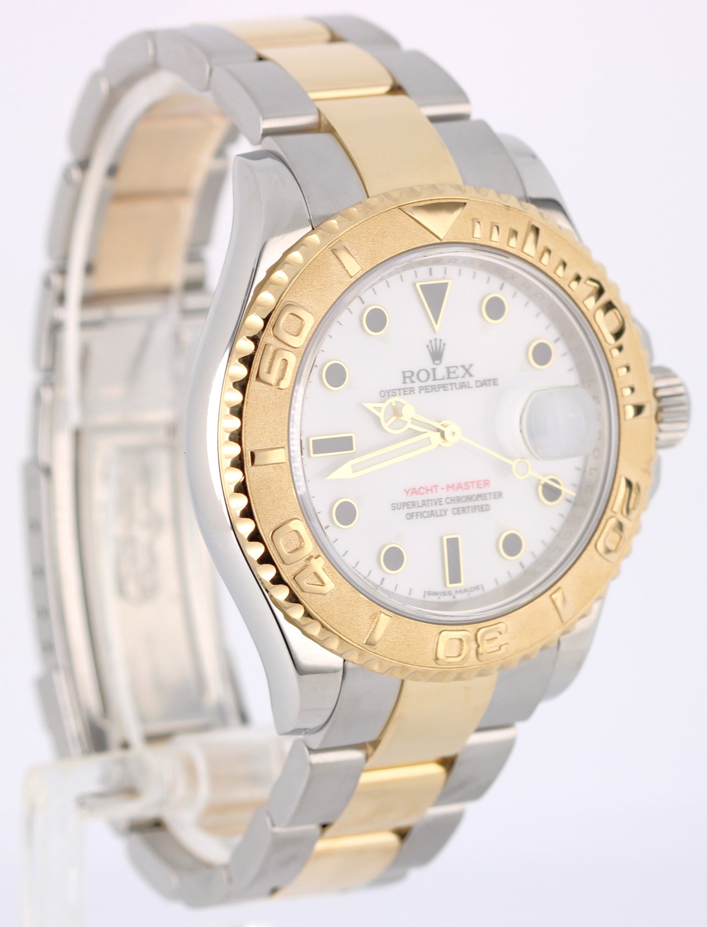 2014 PAPERS Rolex Yacht-Master Two-Tone 18k Gold Steel White 40mm 16623 BOX
