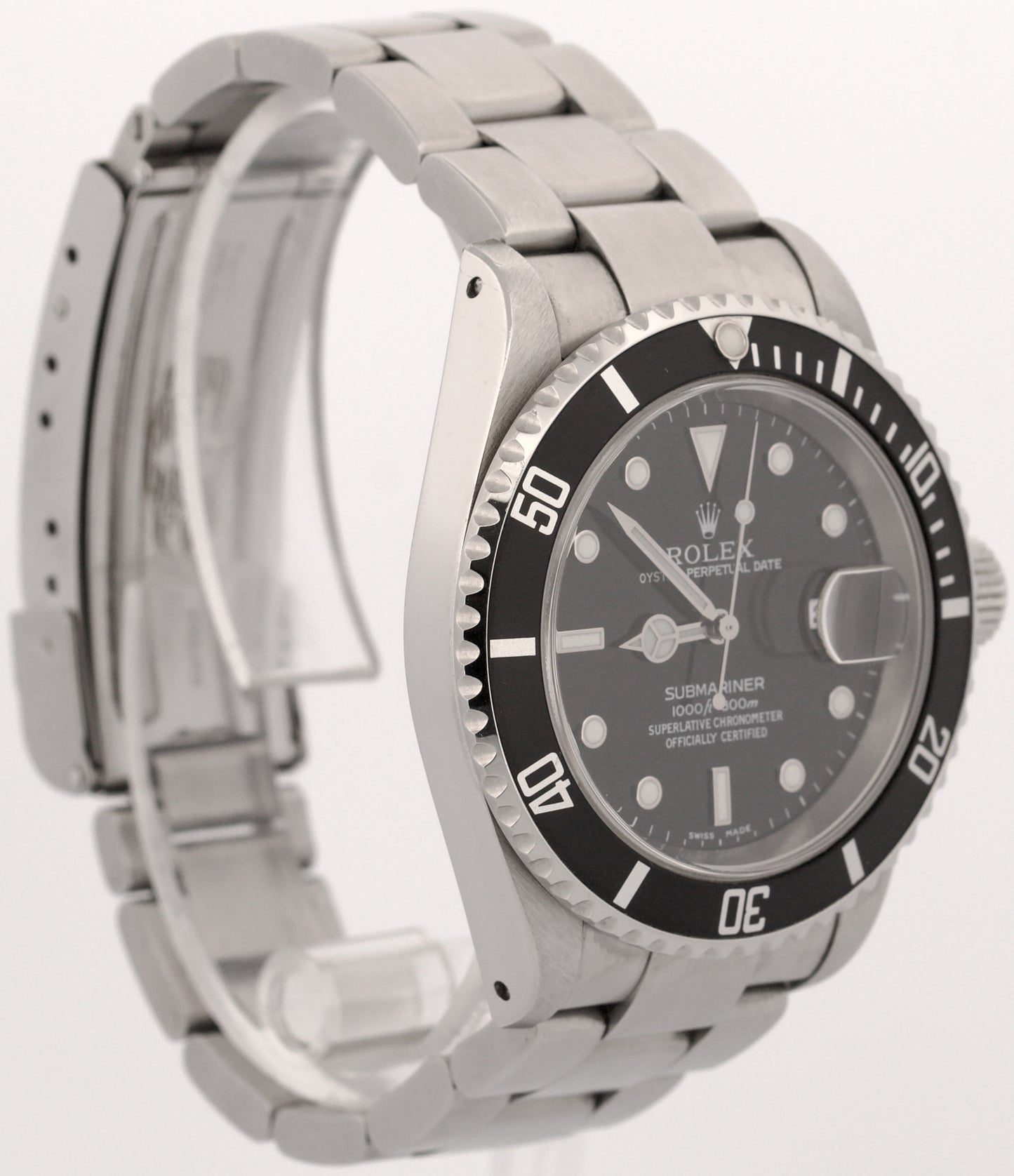 UNPOLISHED Rolex Submariner Date BLACK Stainless Steel 40mm Oyster Watch 16610