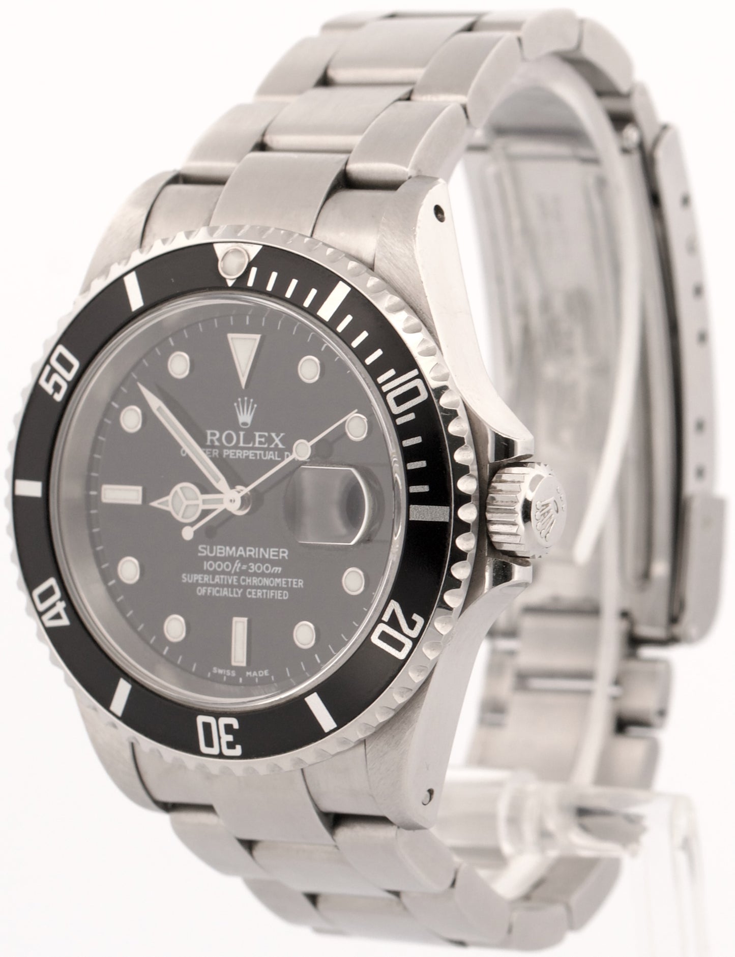 UNPOLISHED Rolex Submariner Date BLACK Stainless Steel 40mm Oyster Watch 16610