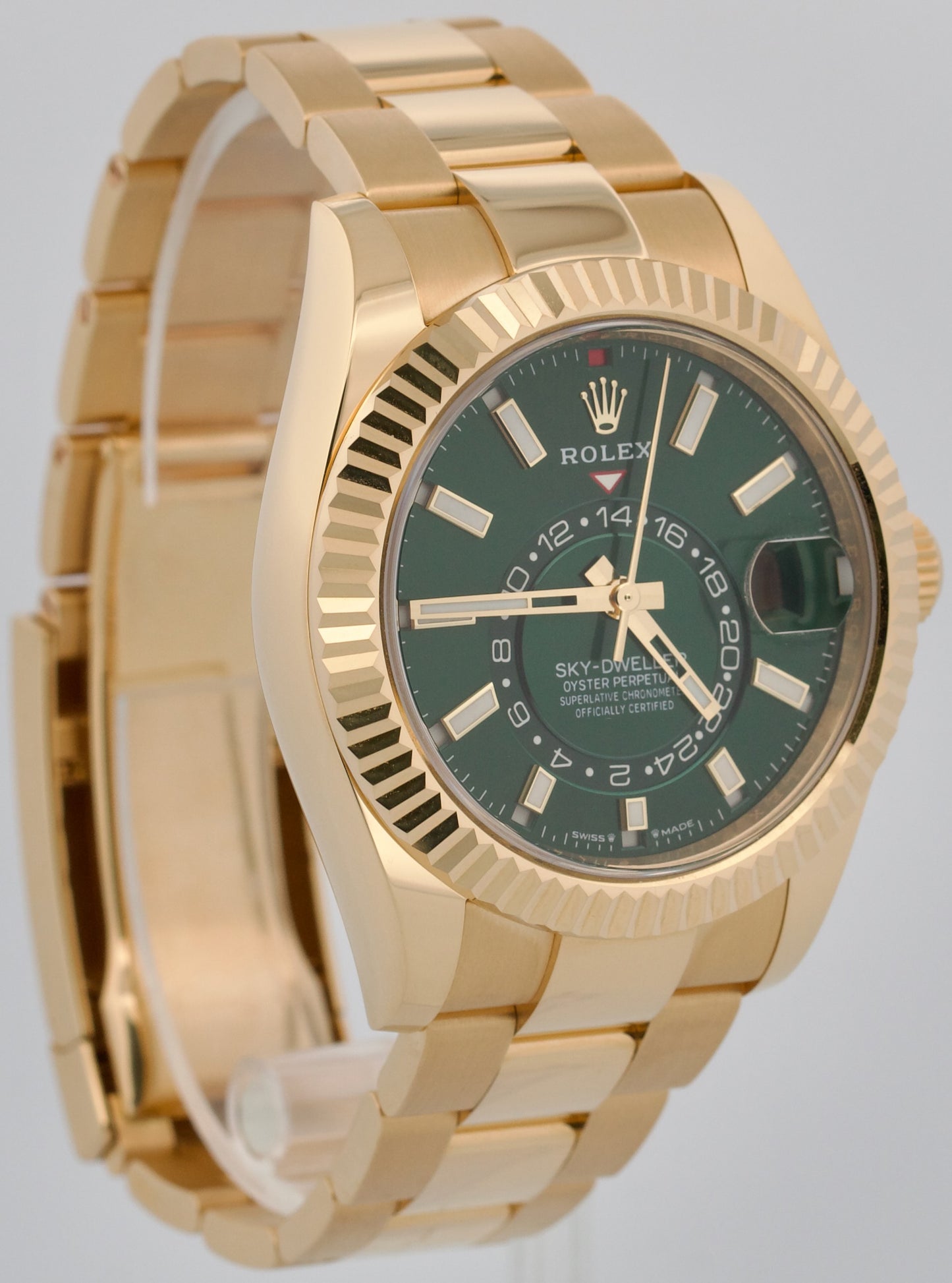2025 PAPERS Rolex Sky-Dweller GREEN 18K Yellow Gold 42mm OYSTER Watch 336938 BOX