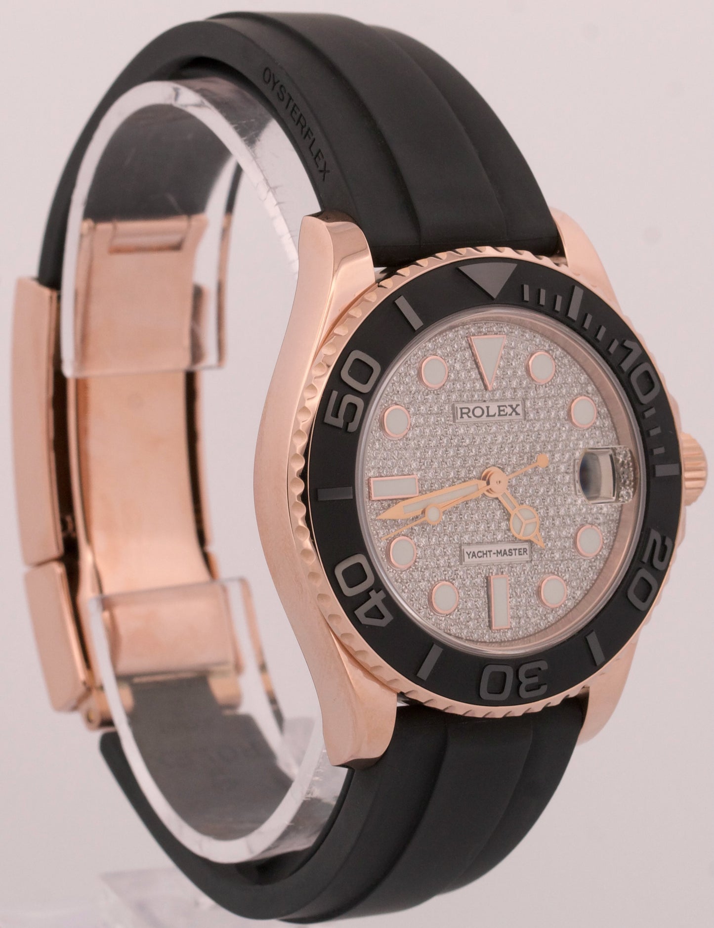 2019 PAPERS Rolex Yacht-Master PAVE DIAMOND 18K Gold Oysterflex 37mm 268655 BOX
