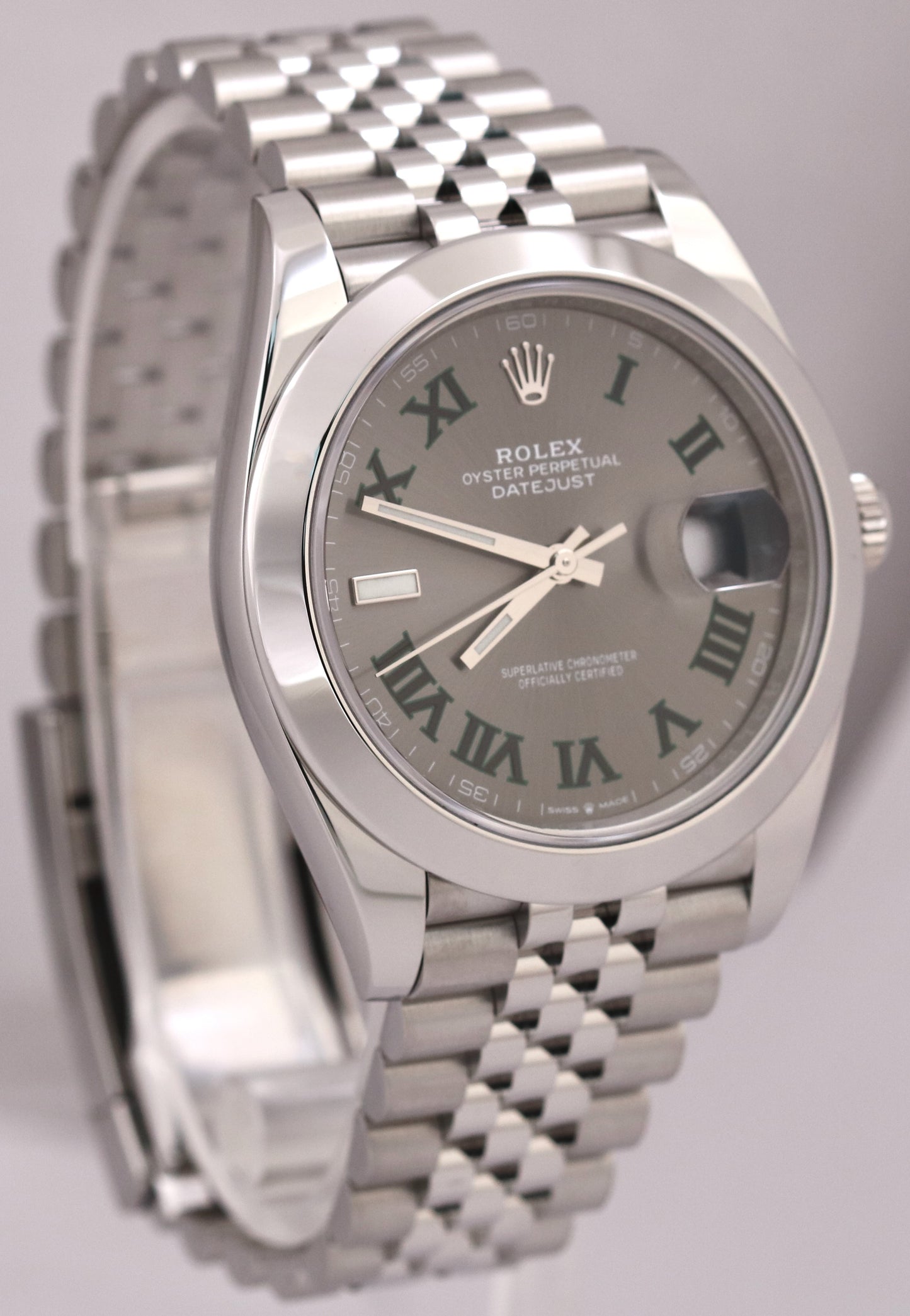 MINT 2024 PAPERS Rolex DateJust 41mm WIMBLEDON Rhodium Jubilee Steel 126300 BOX