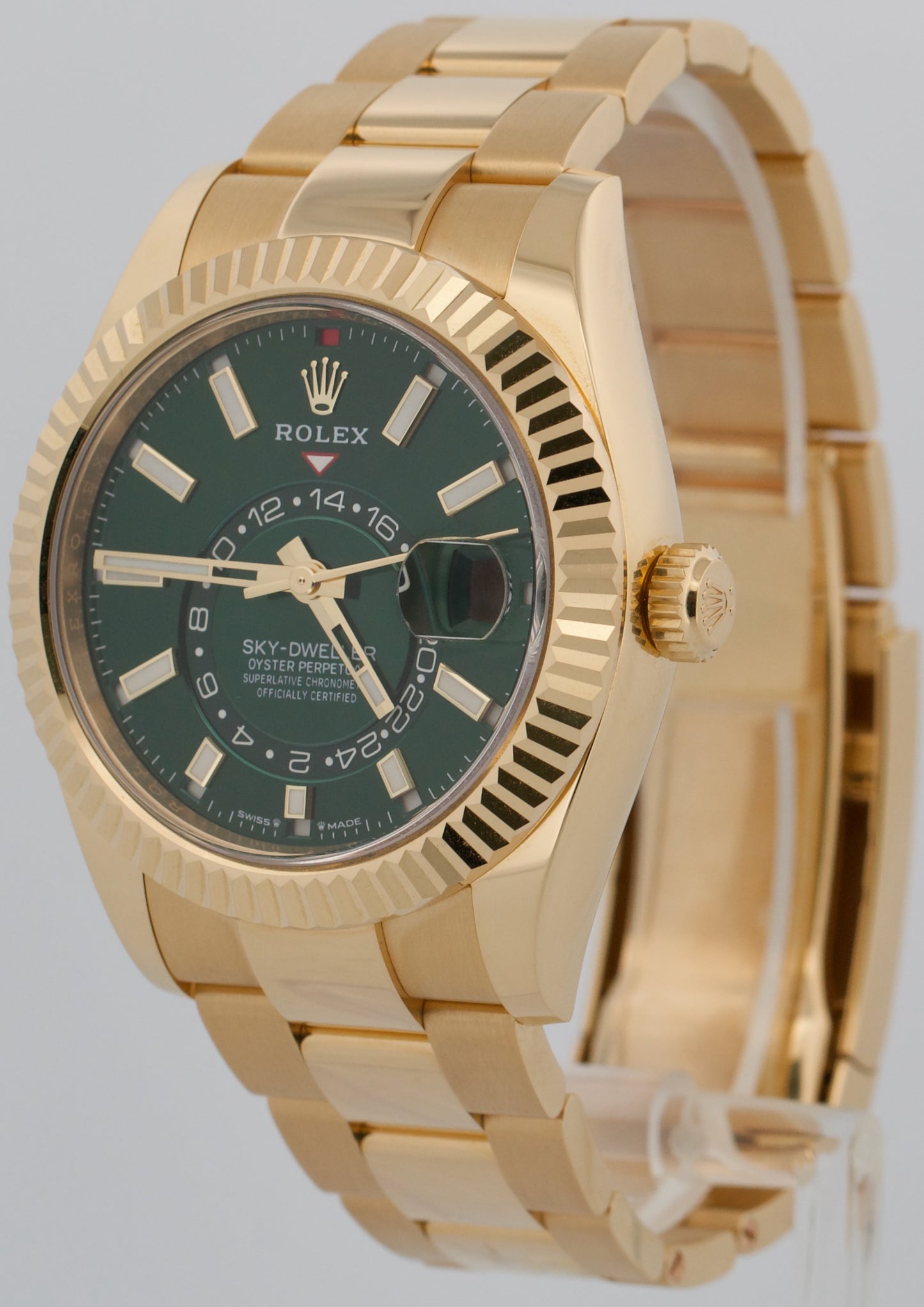 2025 PAPERS Rolex Sky-Dweller GREEN 18K Yellow Gold 42mm OYSTER Watch 336938 BOX