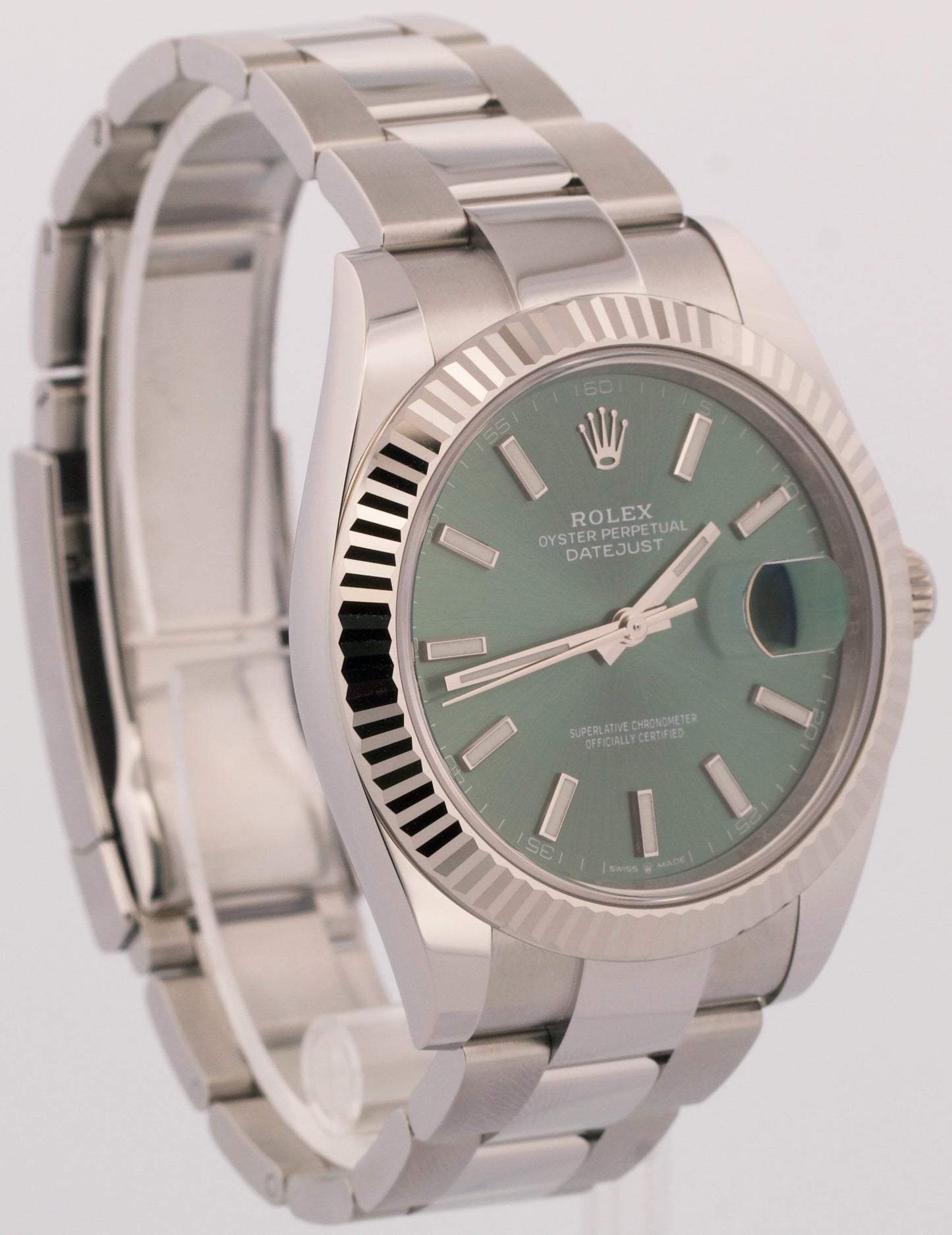 2024 PAPERS Rolex DateJust 41 MINT GREEN 18K Gold Steel 41mm OYSTER 126334 BOX