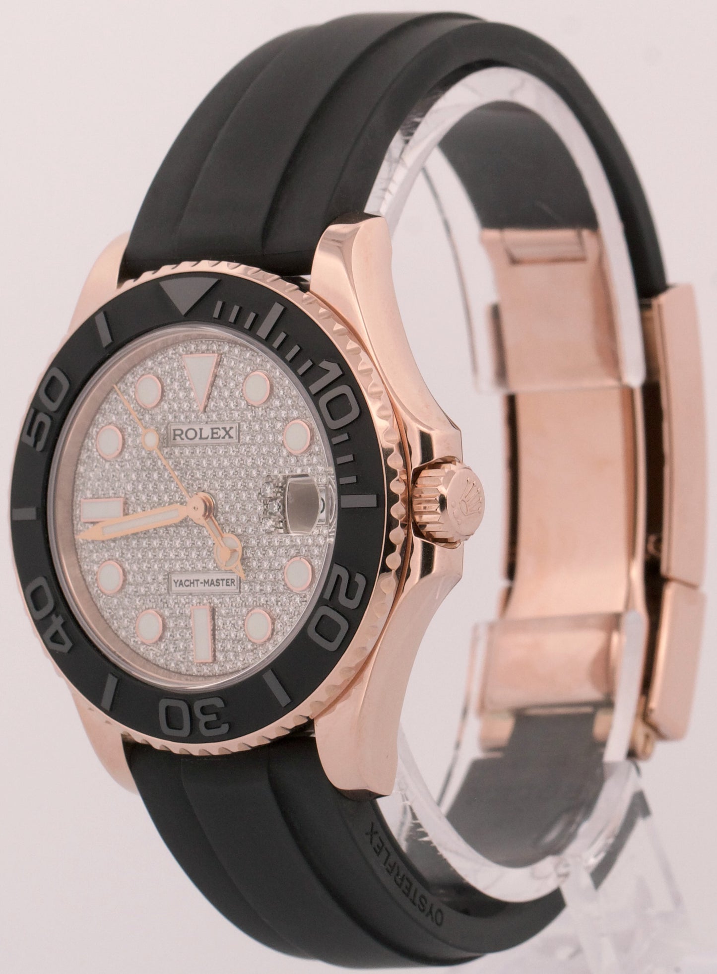 2019 PAPERS Rolex Yacht-Master PAVE DIAMOND 18K Gold Oysterflex 37mm 268655 BOX