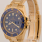 Rolex Submariner Date 40mm BLUE Ceramic 18K Yellow Gold Oyster Watch 116618 LB