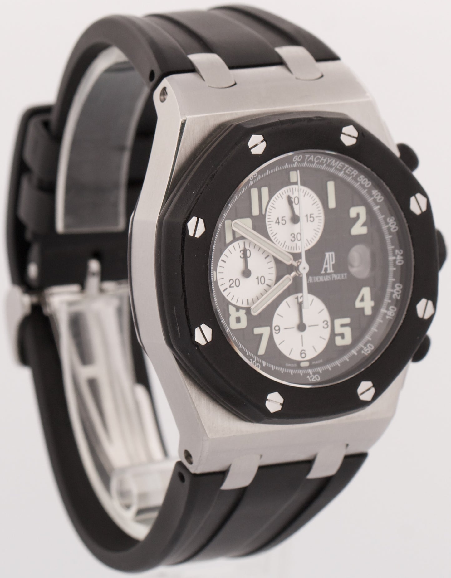2005 PAPERS Audemars Piguet Royal Oak Offshore Steel BLACK 42mm 25940SK BOX