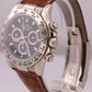 UNPOLISHED Rolex Daytona BLACK 18K White Gold Brown Leather Watch 116519 BOX