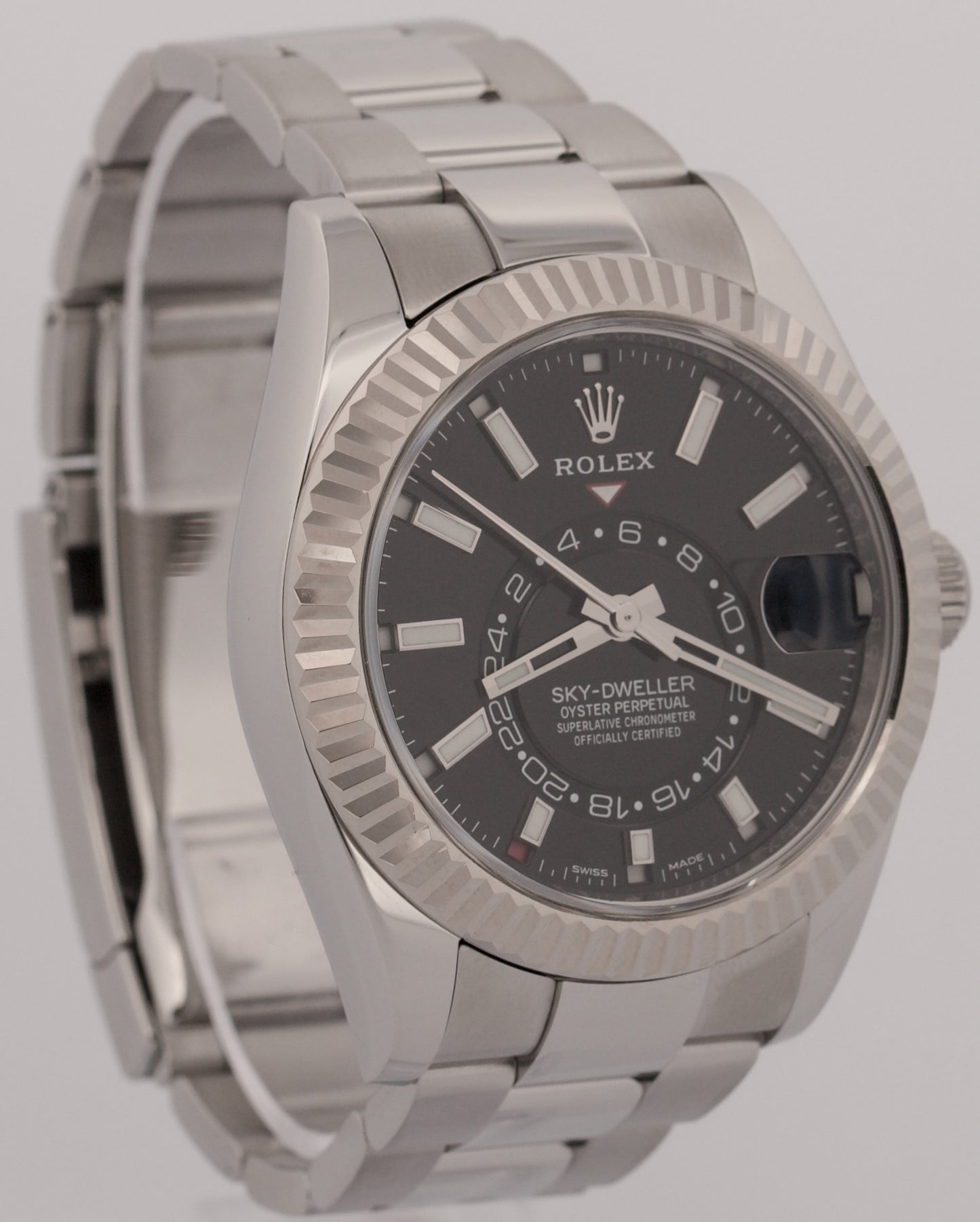 2017 Rolex Sky-Dweller 326934 Black 42mm Stainless Oyster 18K Gold Box Papers