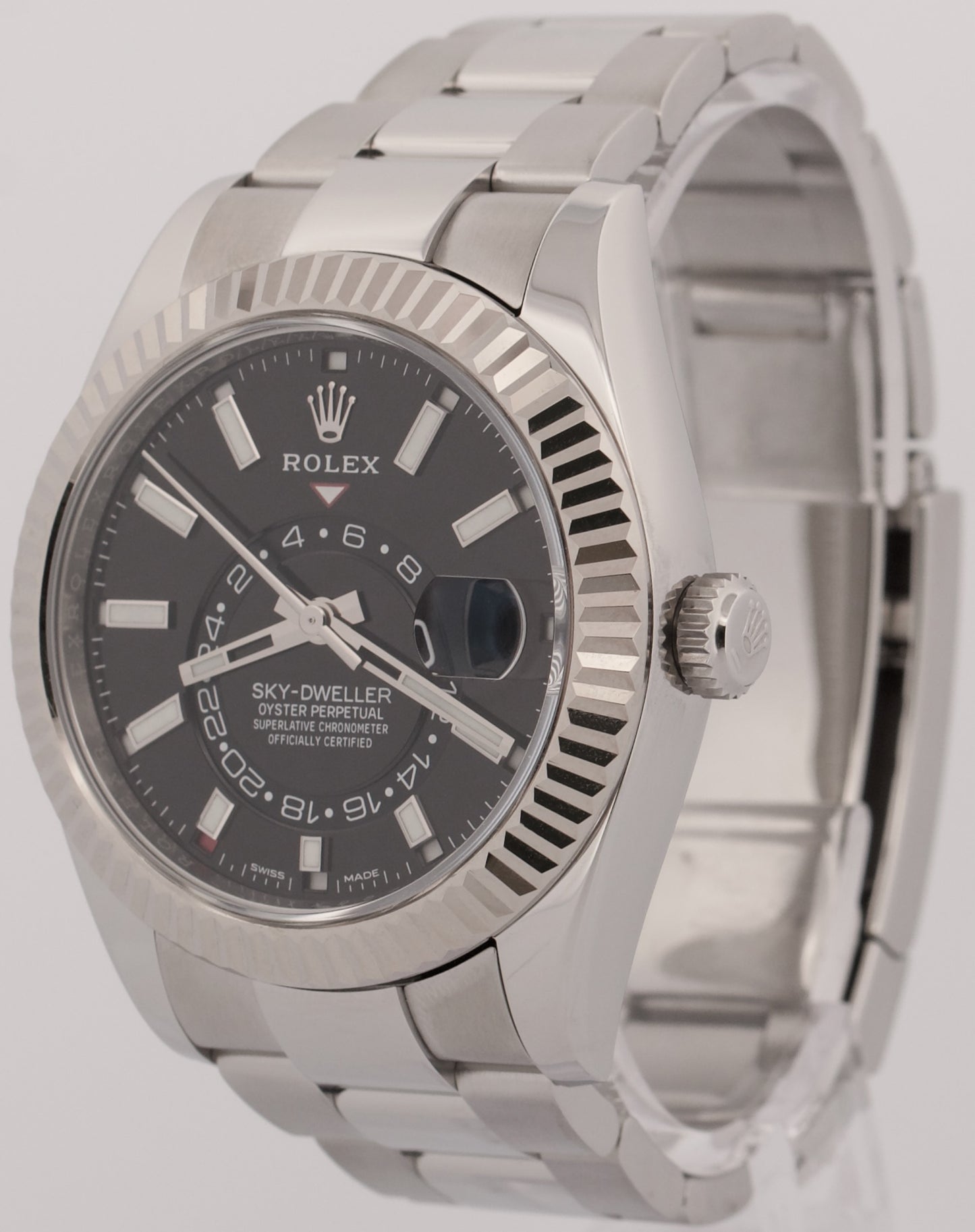 2017 Rolex Sky-Dweller 326934 Black 42mm Stainless Oyster 18K Gold Box Papers