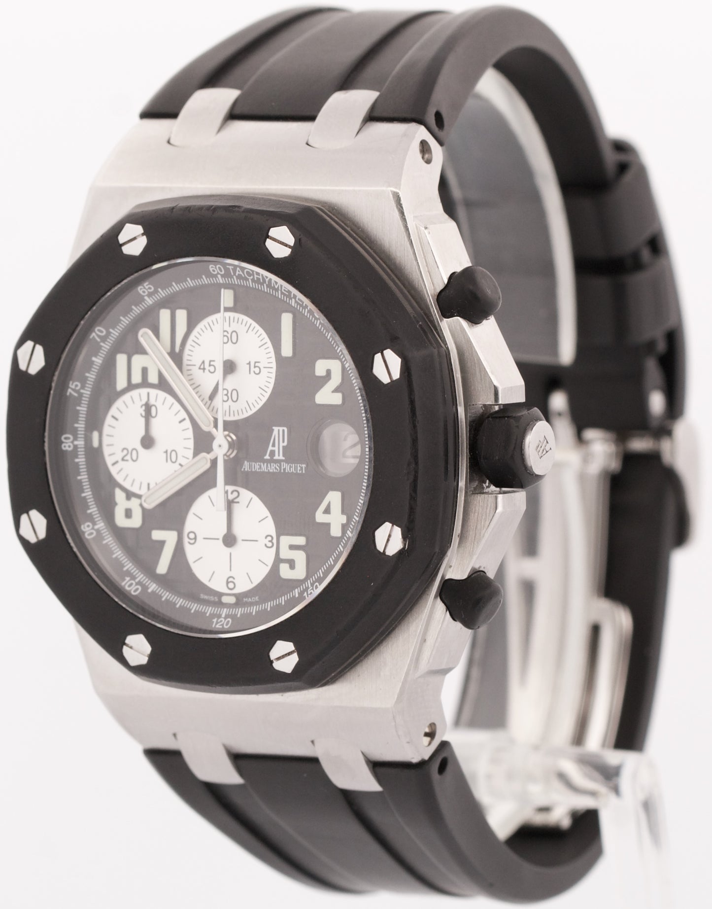 2005 PAPERS Audemars Piguet Royal Oak Offshore Steel BLACK 42mm 25940SK BOX