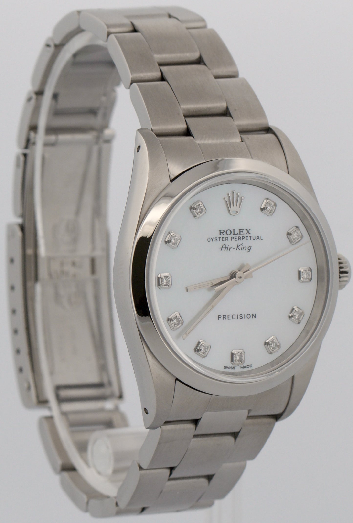 1991 Rolex Oyster Perpetual Air-King MOP DIAMOND Steel OYSTER 34mm 14000 Watch